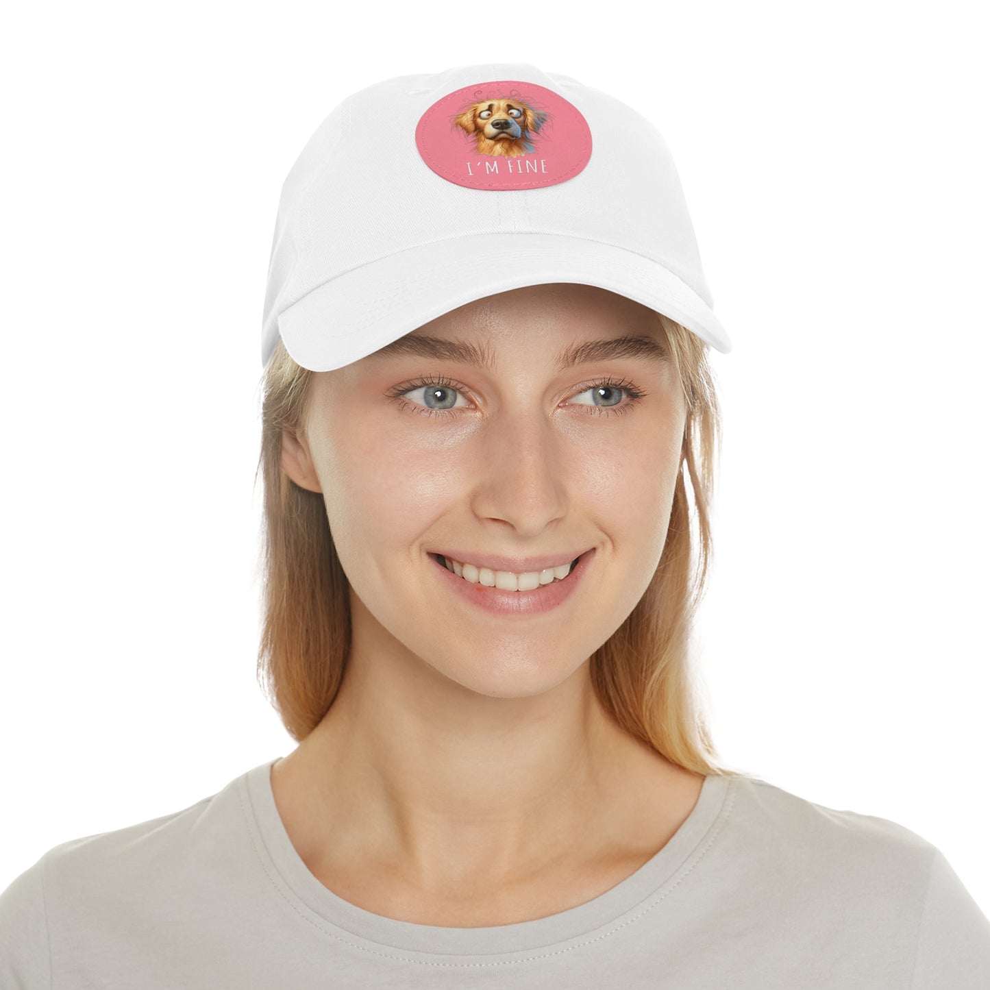 I'm Fine Funny Golden Retriever Hat with Leather Patch