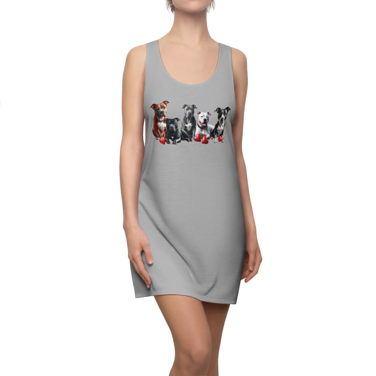 Pit Bull Heart Women's Cut & Sew Racerback Dress, Pittie Mom, Gifts for Pit Bull Lovers, Valentines