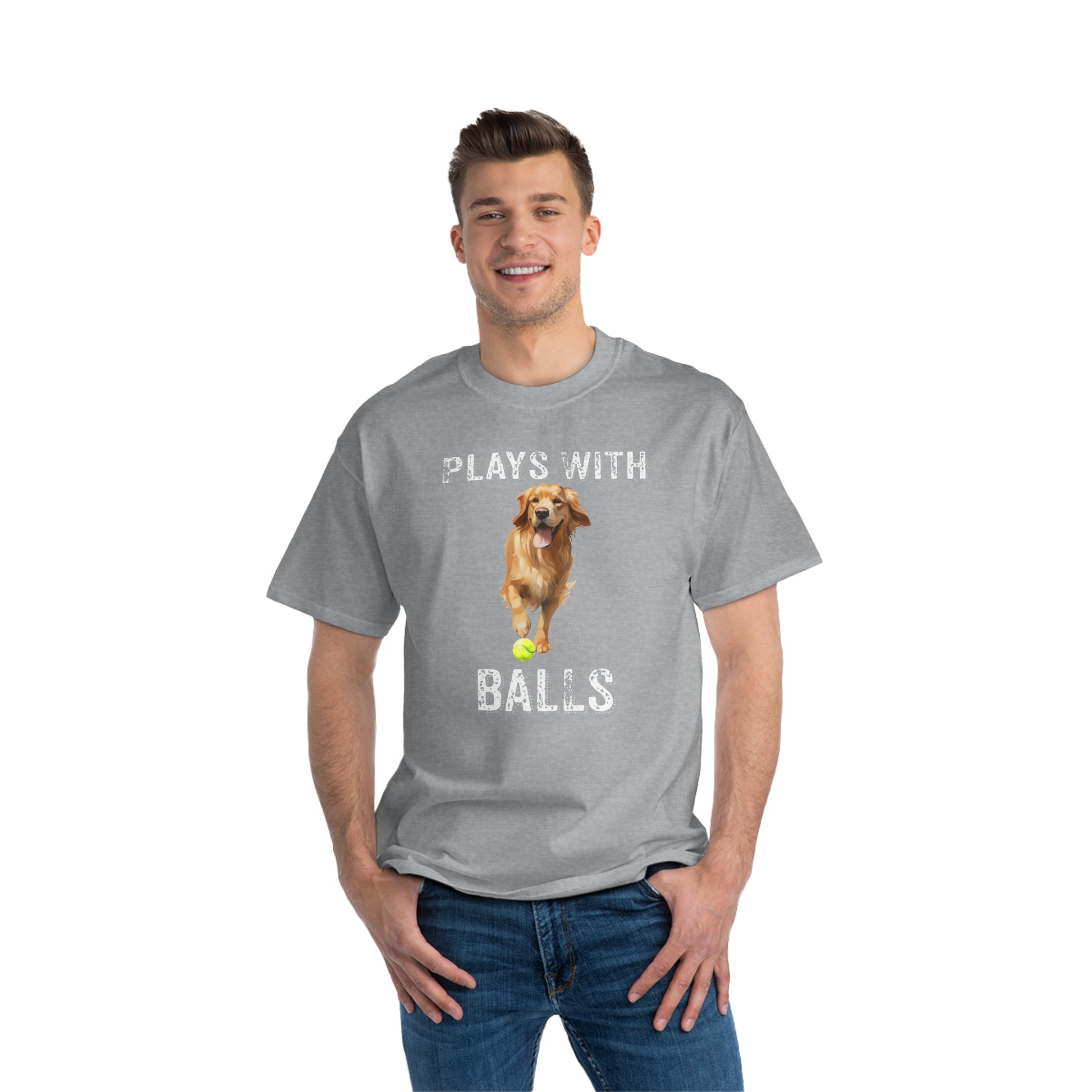 Plays With Balls Funny Golden Retriever T-Shirt - Four More Paws