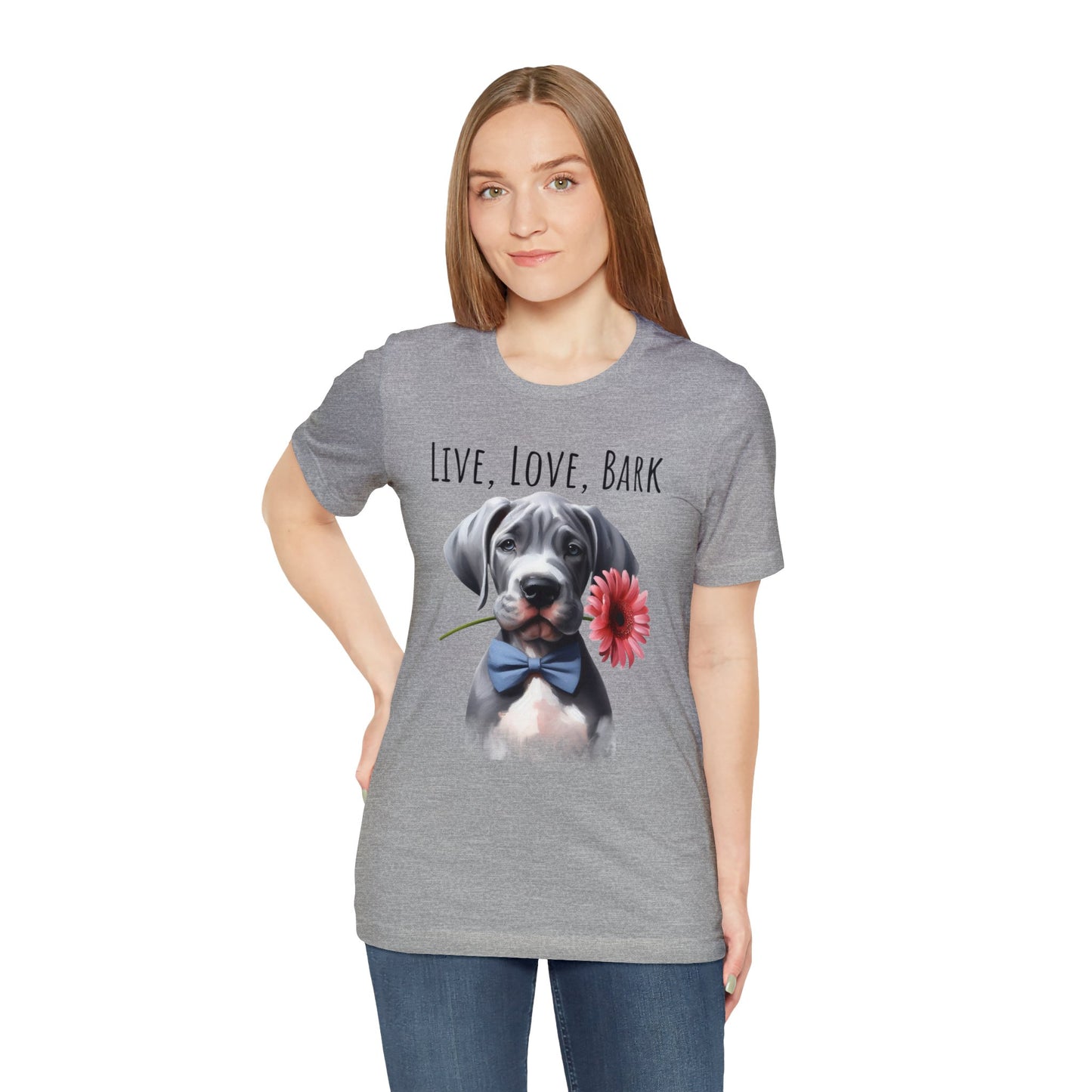 Live Love Bark Great Dane Puppy Unisex Jersey Short Sleeve Tee