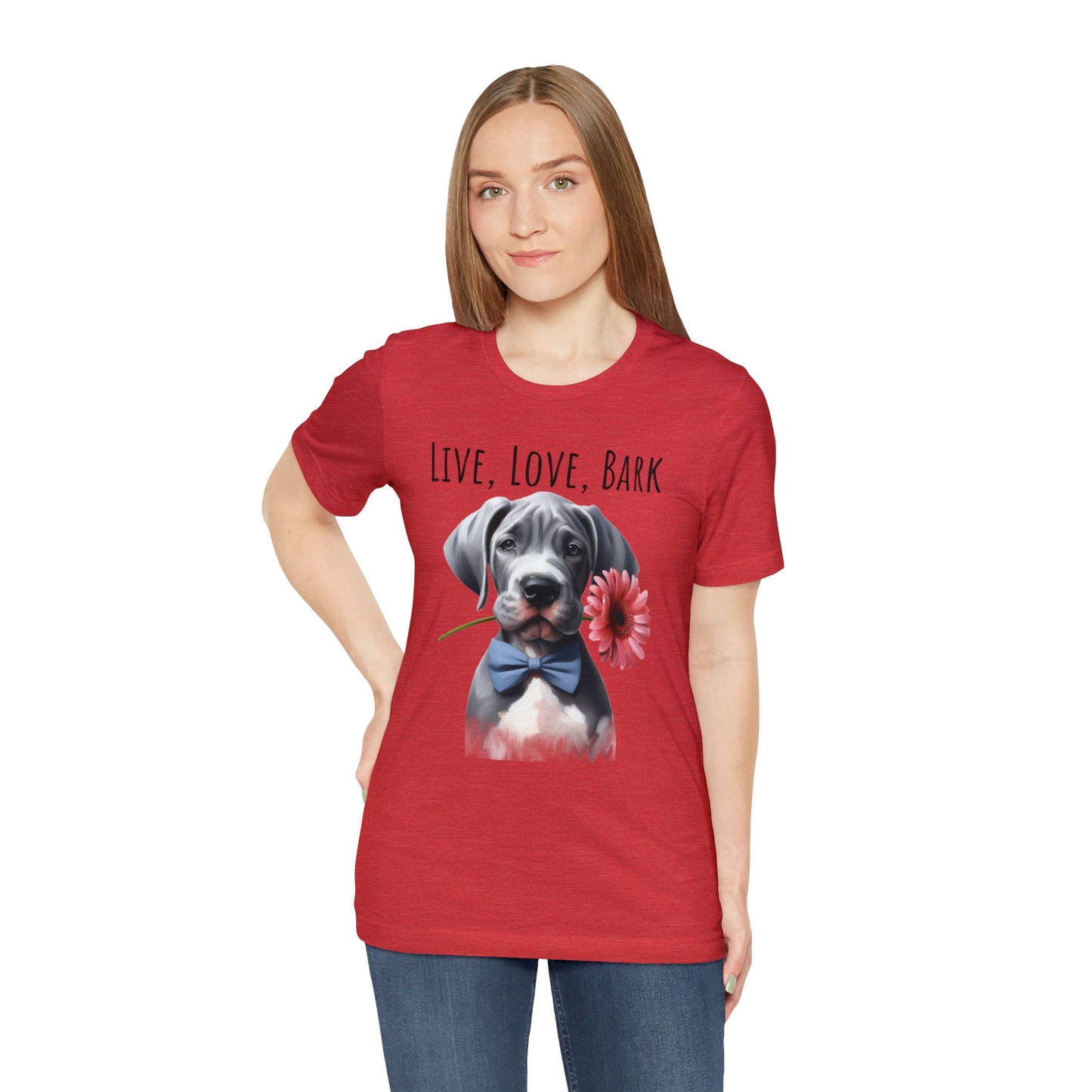 Live Love Bark Great Dane Puppy Unisex Jersey Short Sleeve Tee