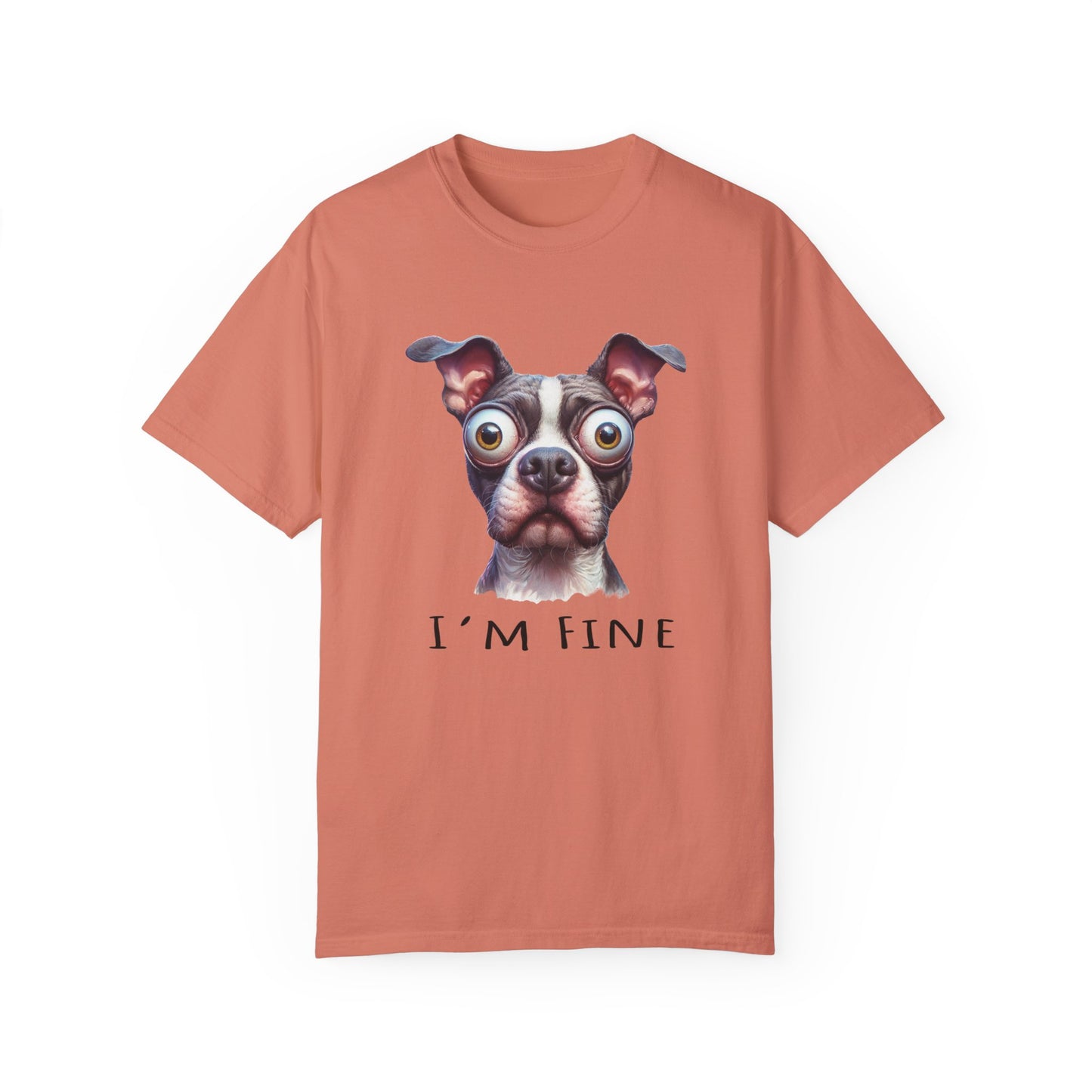 I'm Fine Funny Pit Bull Terrier Tee , American Bully Shirt , Unisex Pittie Garment Dyed Tee Shirt