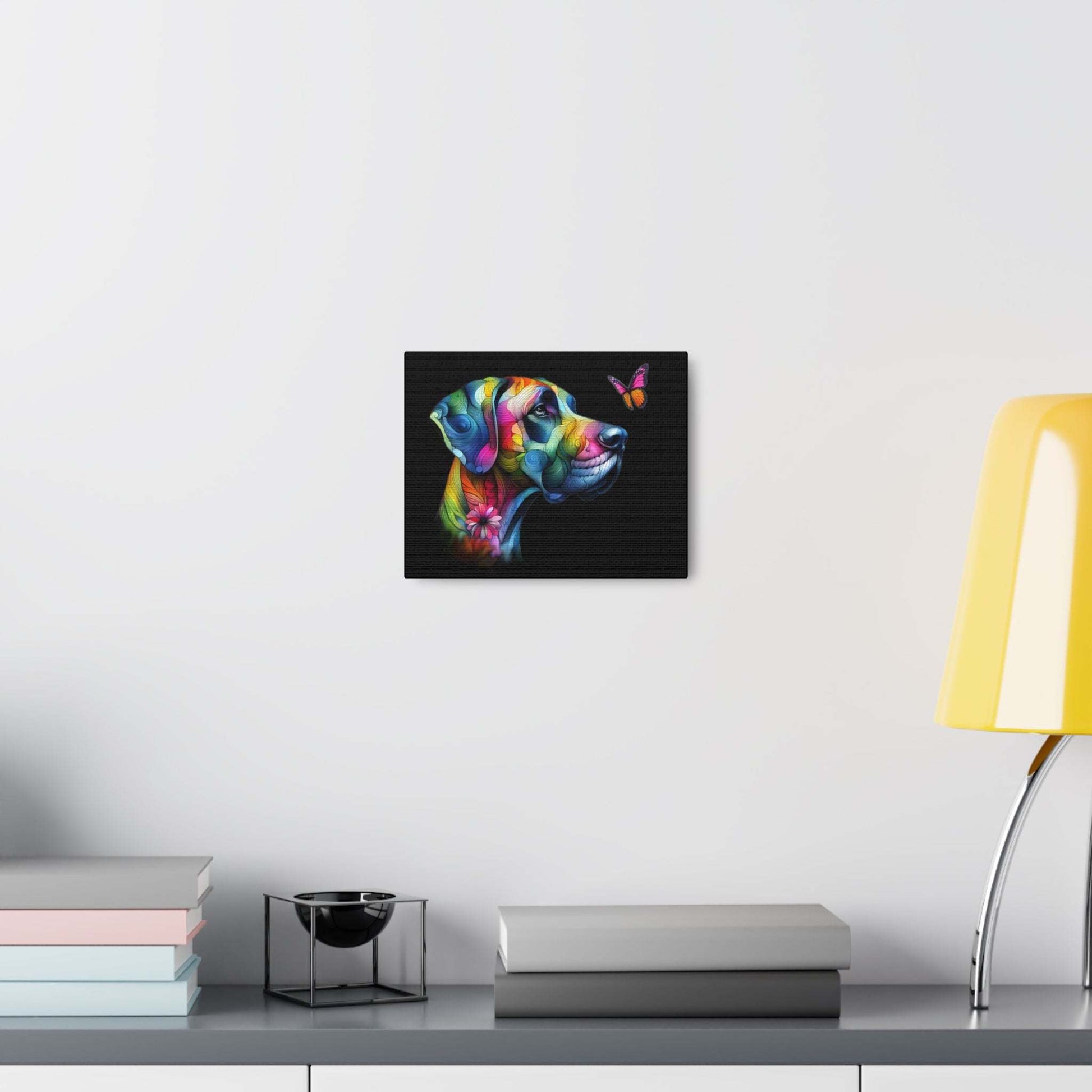 Neon Floral Abstract Great Dane Canvas Gallery Wraps - Four More Paws