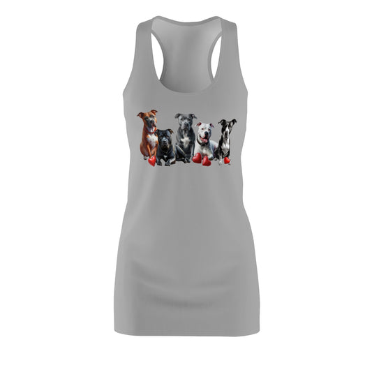 Pit Bull Heart Women's Cut & Sew Racerback Dress, Pittie Mom, Gifts for Pit Bull Lovers, Valentines