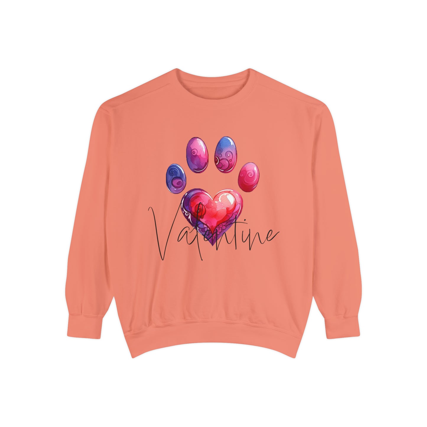 Valentine Paw Print Unisex Garment-Dyed Sweatshirt