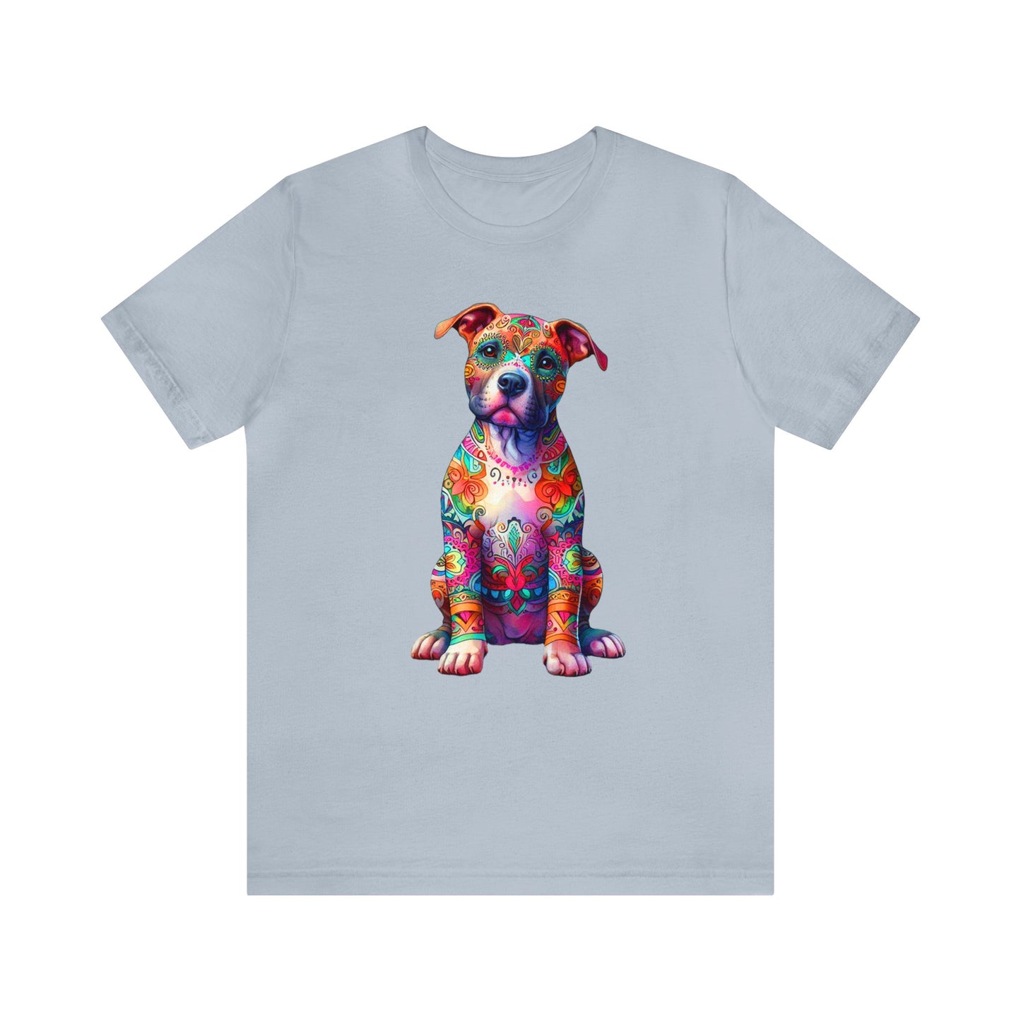 Vibrant Neon Floral Pitbull unisex Jersey Tee ,Dog Lover Shirt, Rescue Dog Shirt, Pitbull Lover, Dog Mom Shirt, Dog Mom Gift, Pittie Mom