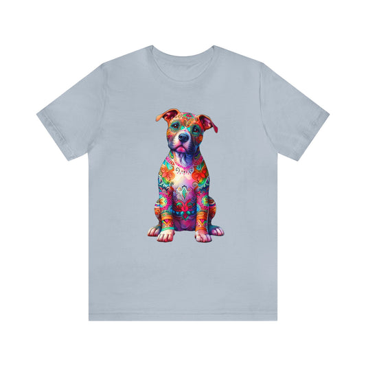 Vibrant Neon Floral Pitbull unisex Jersey Tee ,Dog Lover Shirt, Rescue Dog Shirt, Pitbull Lover, Dog Mom Shirt, Dog Mom Gift, Pittie Mom