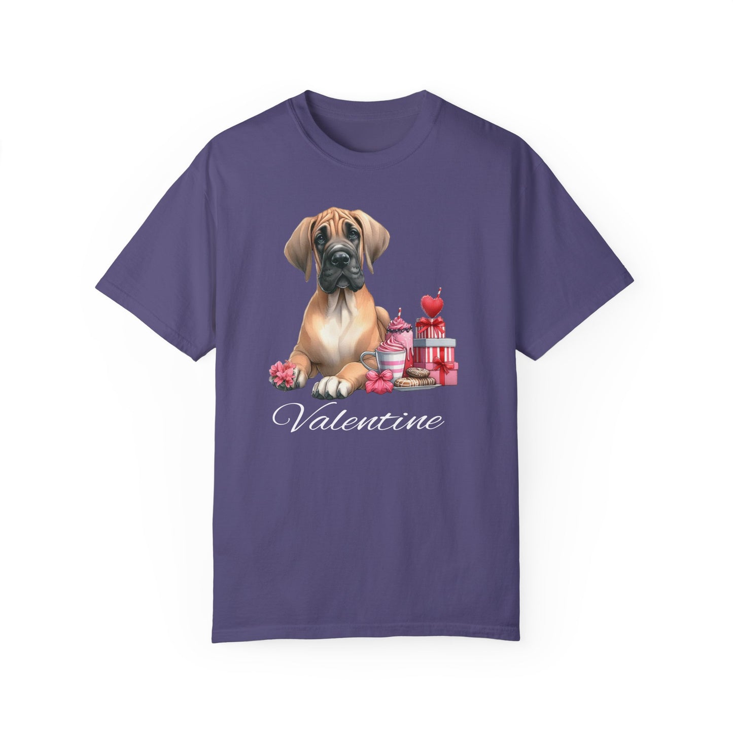 Fawn Great Dane Valentine Tee Shirt, Love Dog Shirt,Valentine Dog Tee ,Valentine Garment Dyed Dog Shirts, Great Dane Lovers, Dog Mom