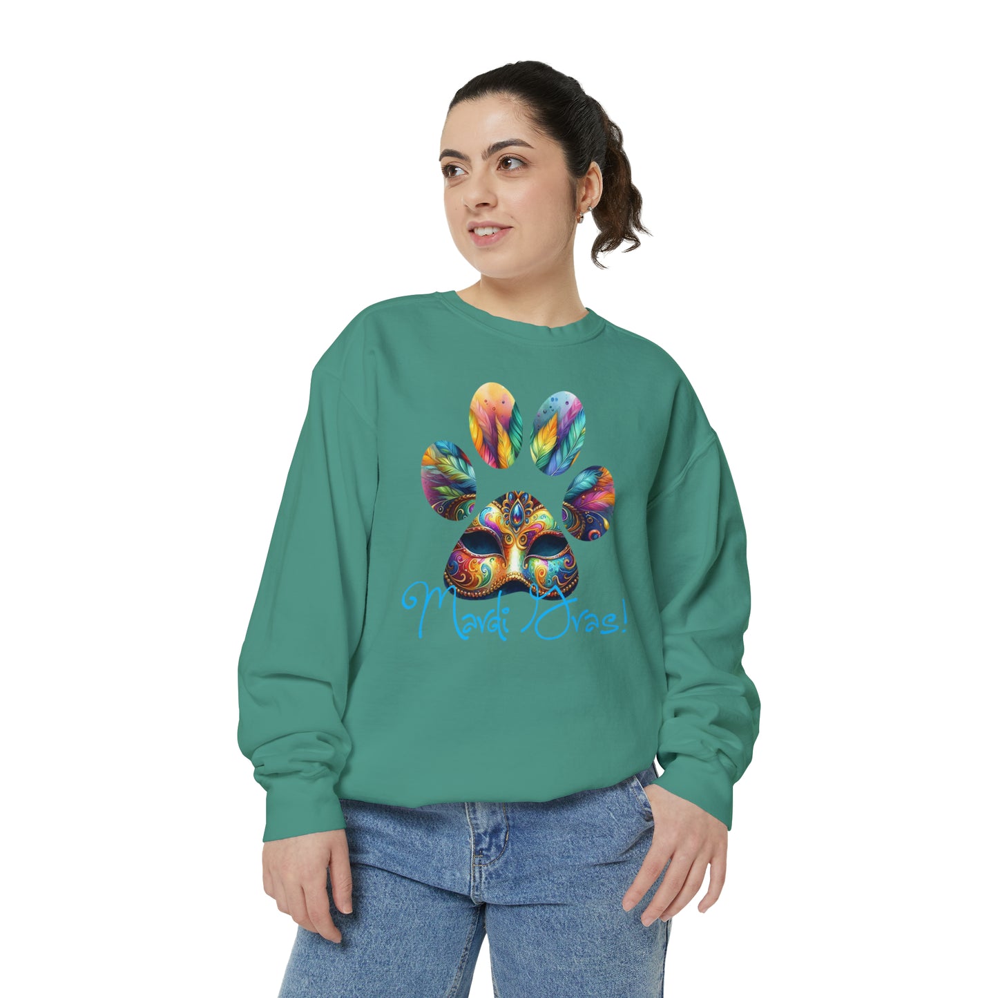 Mardi Gras Paw Print Unisex Garment-Dyed Sweatshirt