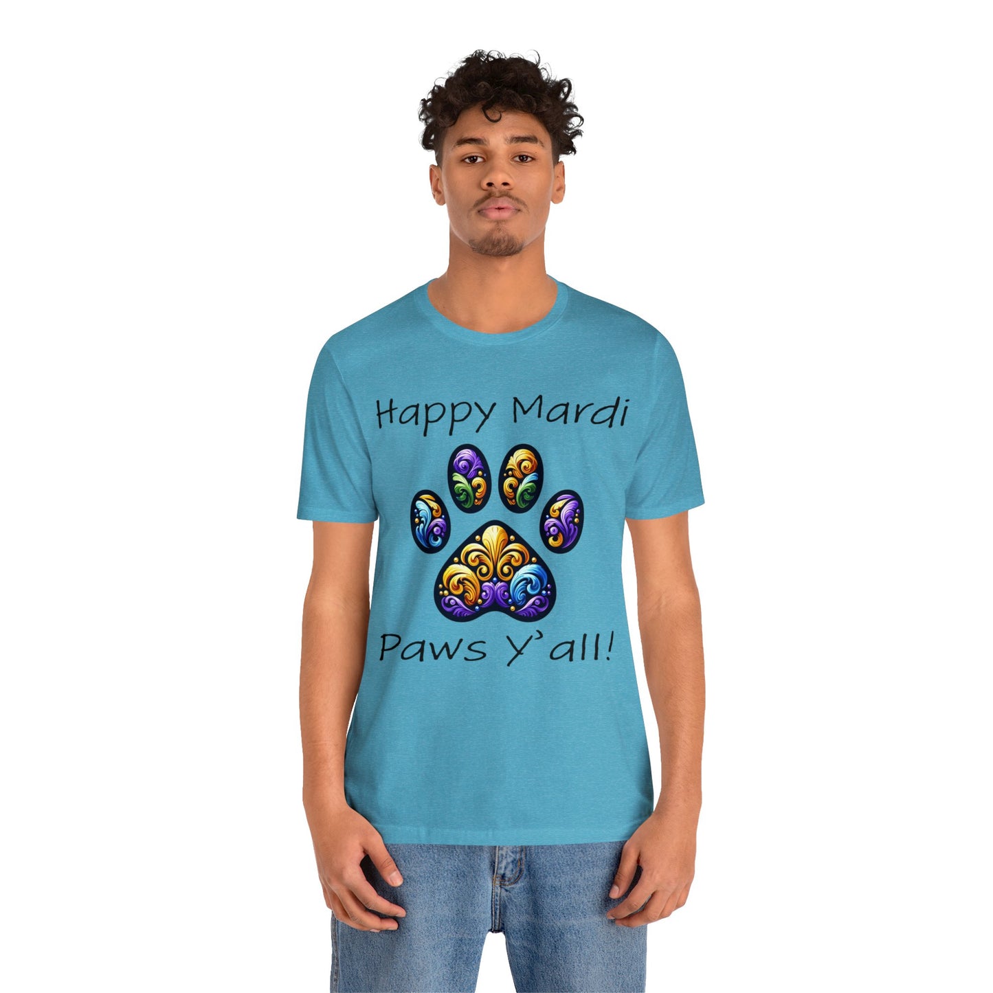 Happy Mardi Paws Y'all Jersey Tee shirt, Dog mom Mardi Gras, New Orleans Mardi Gras Parade, Mardi Gras Lover, NOLA Tee Shirt, Animal Lover