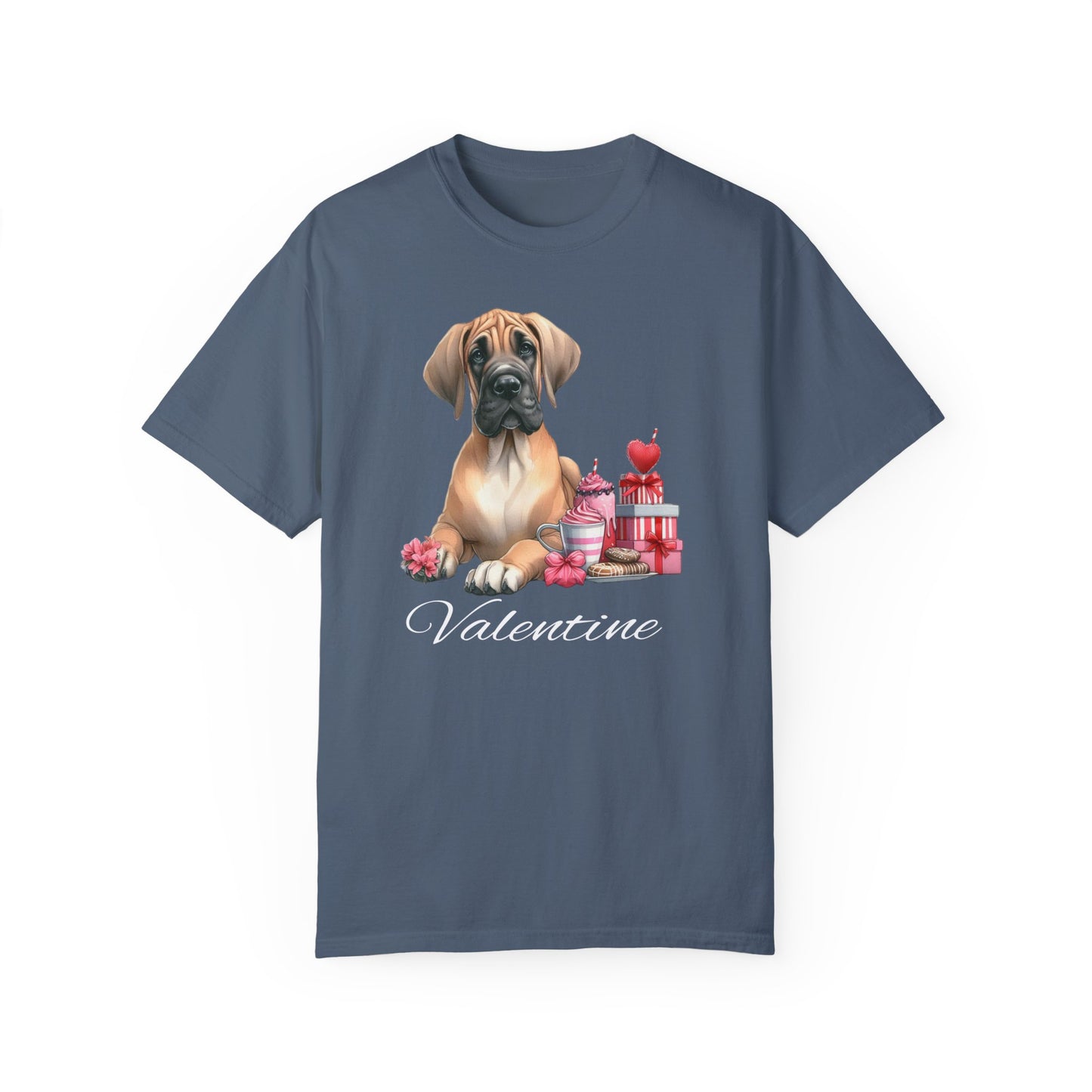 Fawn Great Dane Valentine Tee Shirt, Love Dog Shirt,Valentine Dog Tee ,Valentine Garment Dyed Dog Shirts, Great Dane Lovers, Dog Mom