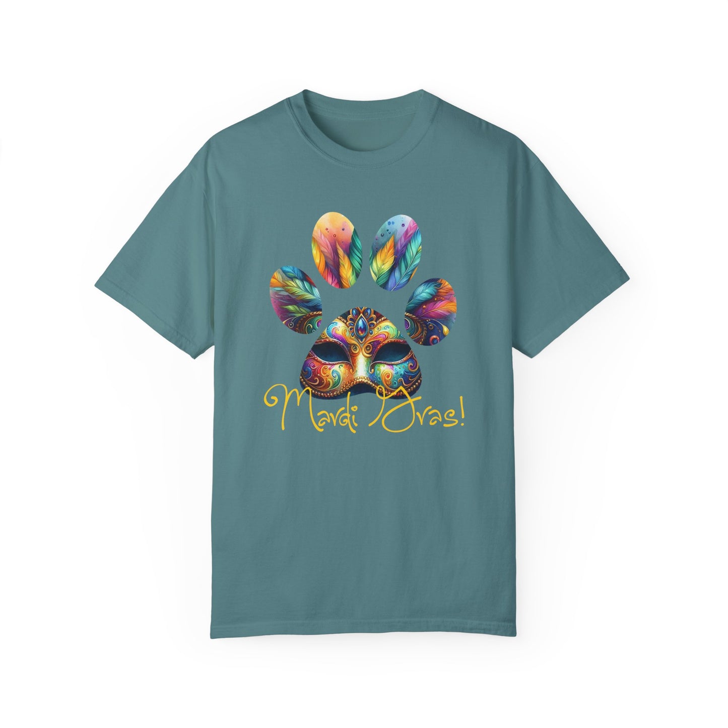 Mardi Gras Paw Print Unisex Garment-Dyed T-shirt