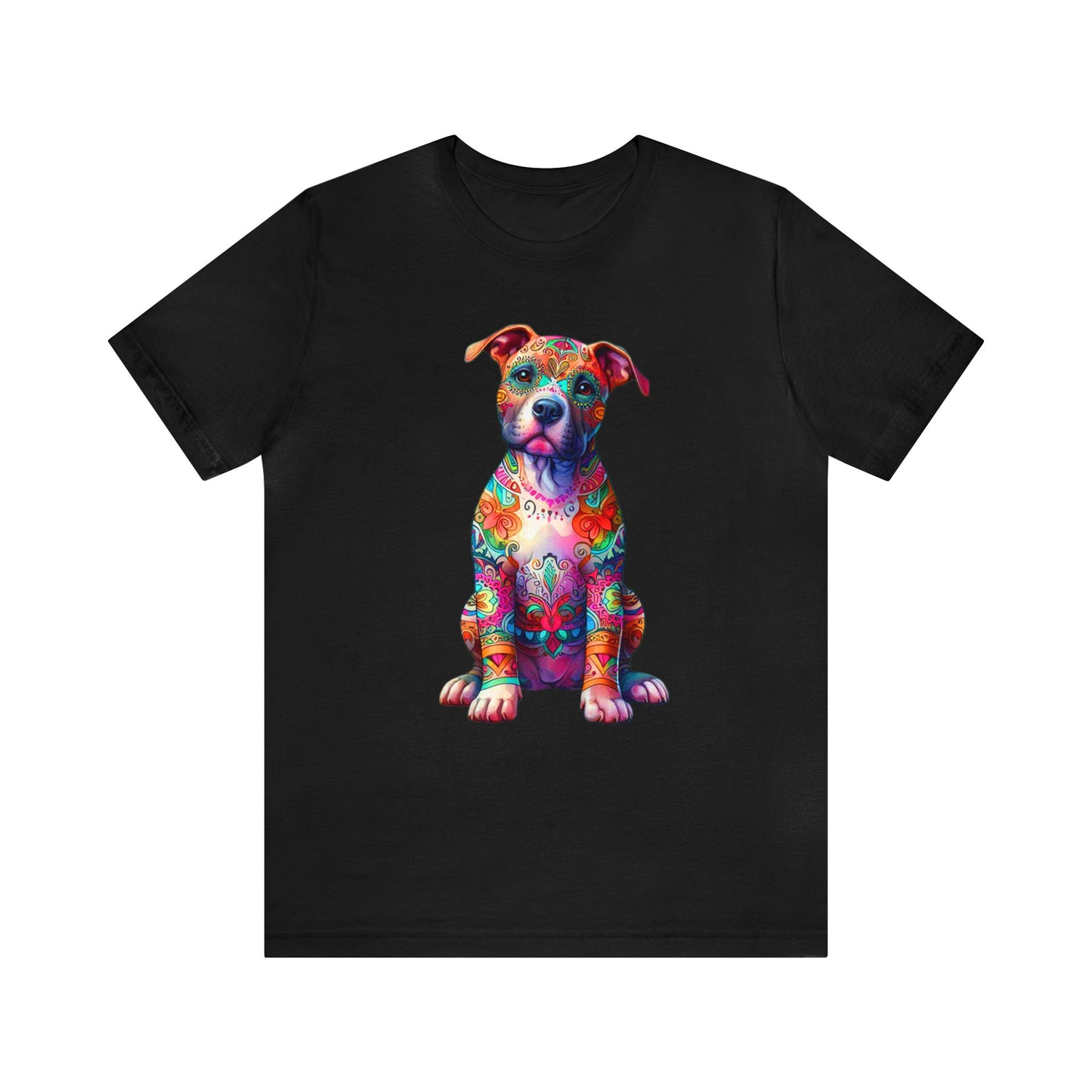 Vibrant Neon Floral Pitbull unisex Jersey Tee ,Dog Lover Shirt, Rescue Dog Shirt, Pitbull Lover, Dog Mom Shirt, Dog Mom Gift, Pittie Mom