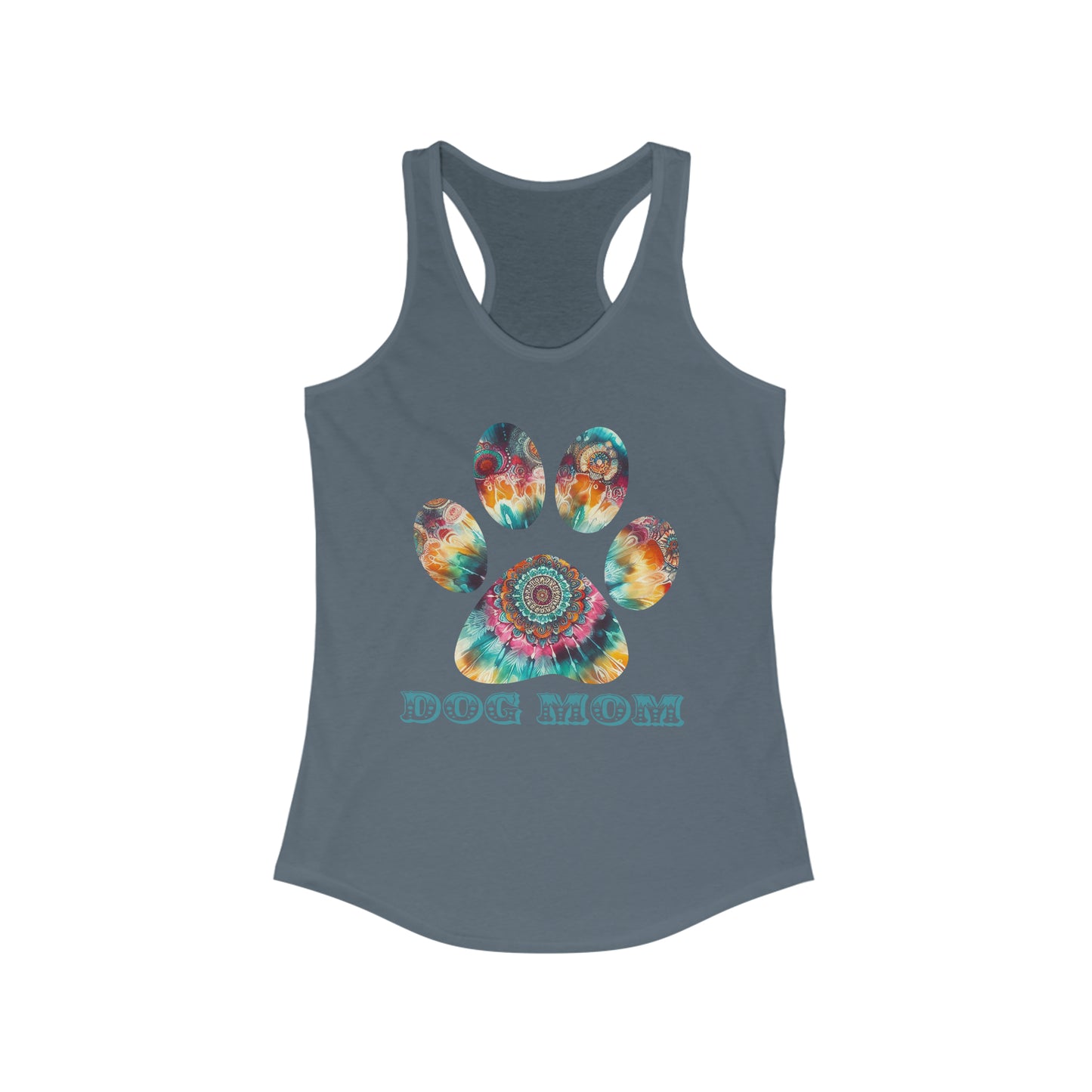 Tye Dye Paw Print Dog Ideal Racerback Tank, Dog Mom Tee Shirt, Gifts For Dog Lovers, Fur Moms, Summer Style Animal Shirt