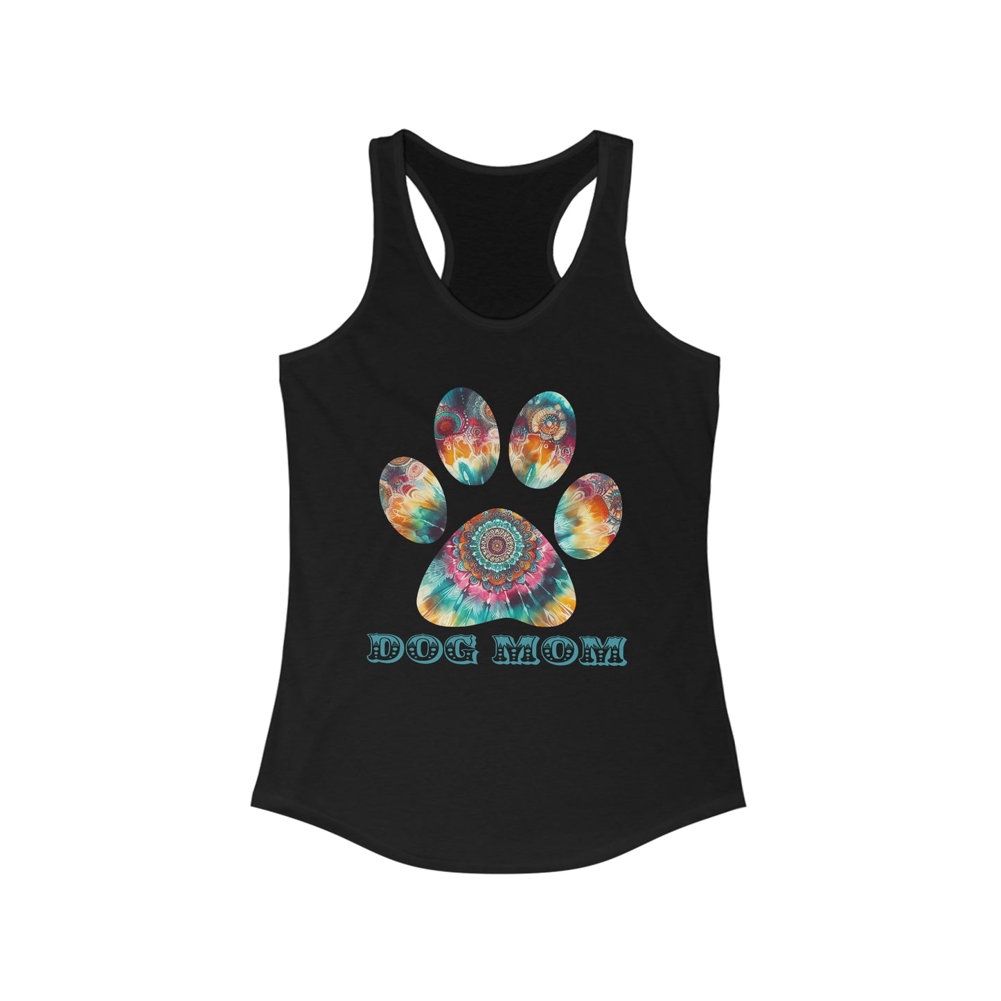 Tye Dye Paw Print Dog Ideal Racerback Tank, Dog Mom Tee Shirt, Gifts For Dog Lovers, Fur Moms, Summer Style Animal Shirt