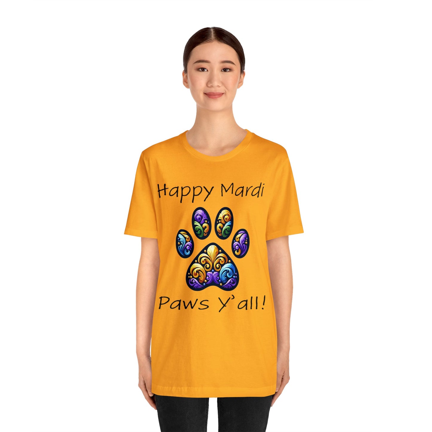 Happy Mardi Paws Y'all Jersey Tee shirt, Dog mom Mardi Gras, New Orleans Mardi Gras Parade, Mardi Gras Lover, NOLA Tee Shirt, Animal Lover