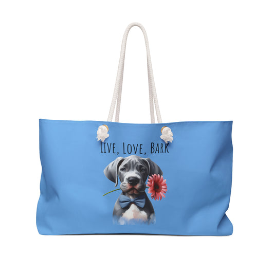 Weekender Bag Live Love Bark Live Love Bark, Dog Lover Tote Gift, Great Dane Dog Bag, Fur Mom, Dane Owner, Pet Owner Tote, Gift for Dog Mom