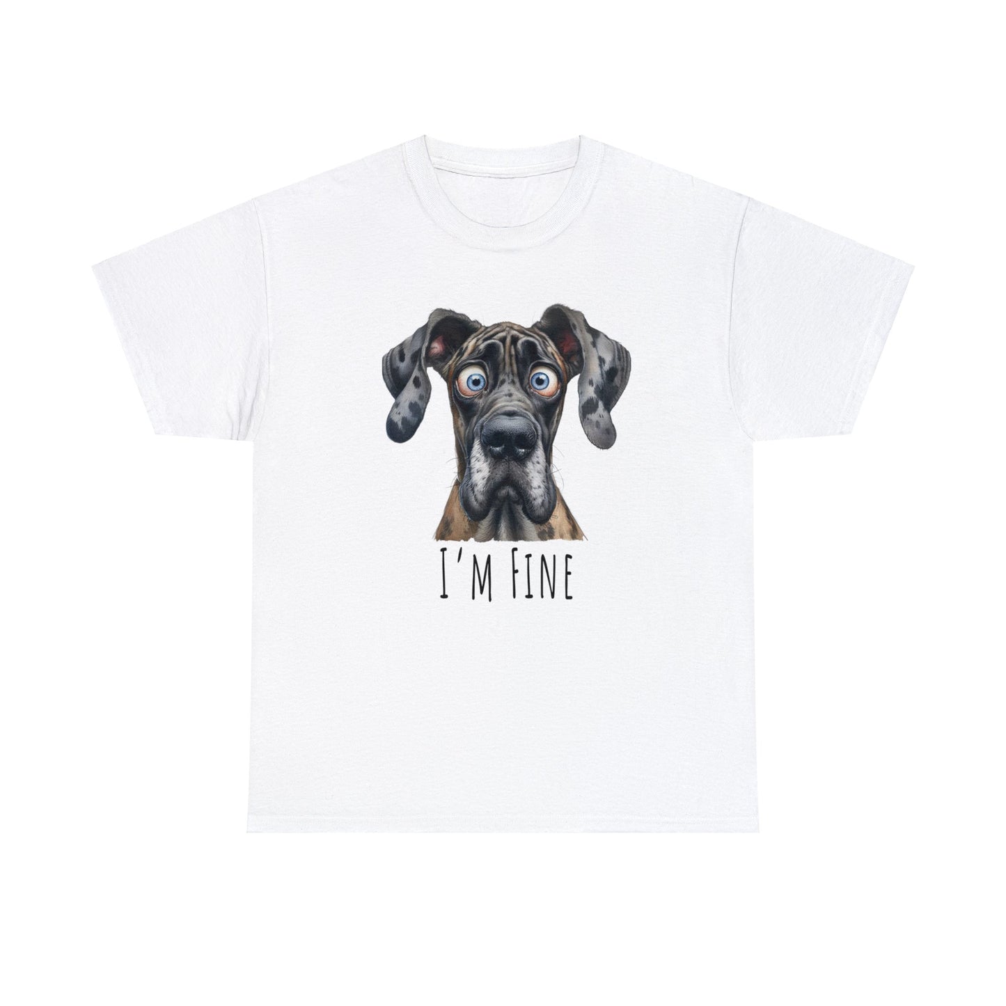 I'm Fine Funny Great Dane Unisex Heavy Cotton Tee, I'm Fine Shirt, Great Dane Shirt, Motivational Shirt, Introvert Shirt, Mental Shirt