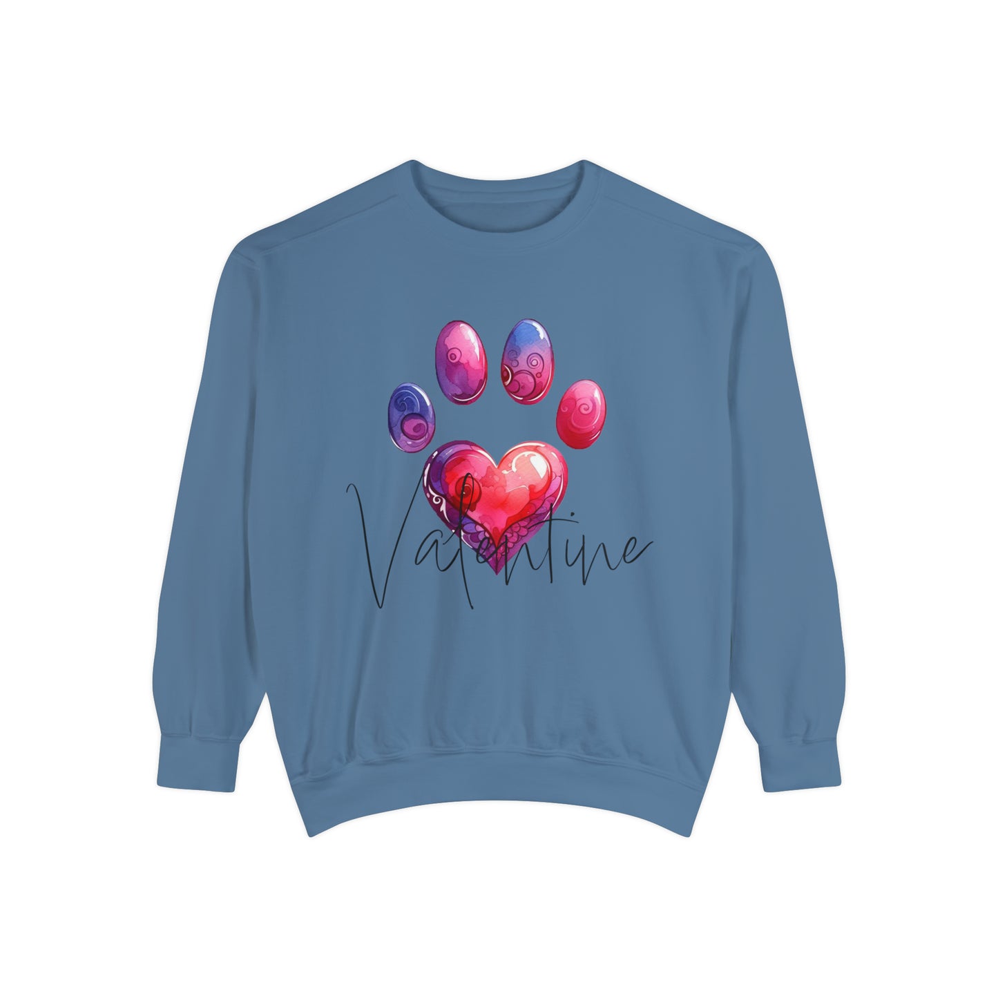 Valentine Paw Print Unisex Garment-Dyed Sweatshirt