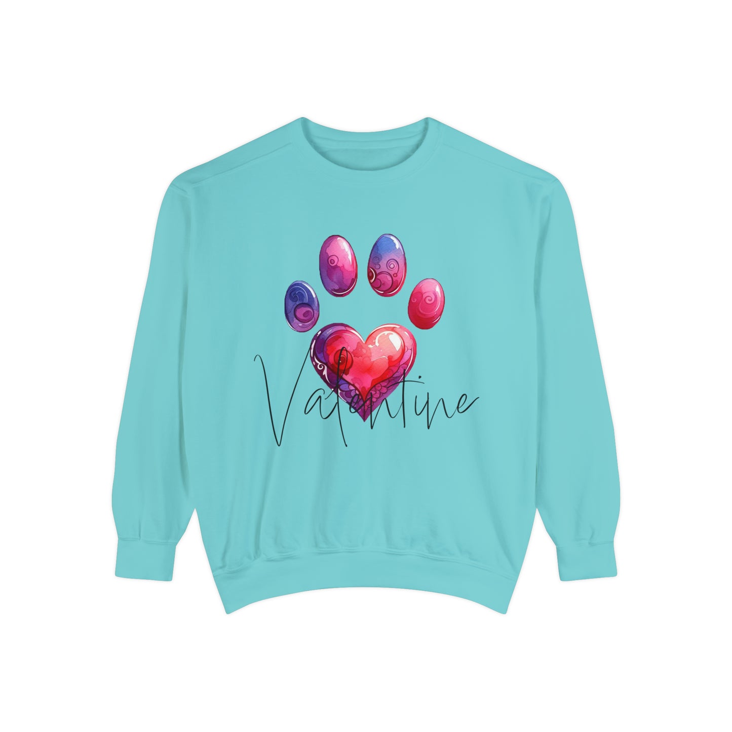 Valentine Paw Print Unisex Garment-Dyed Sweatshirt