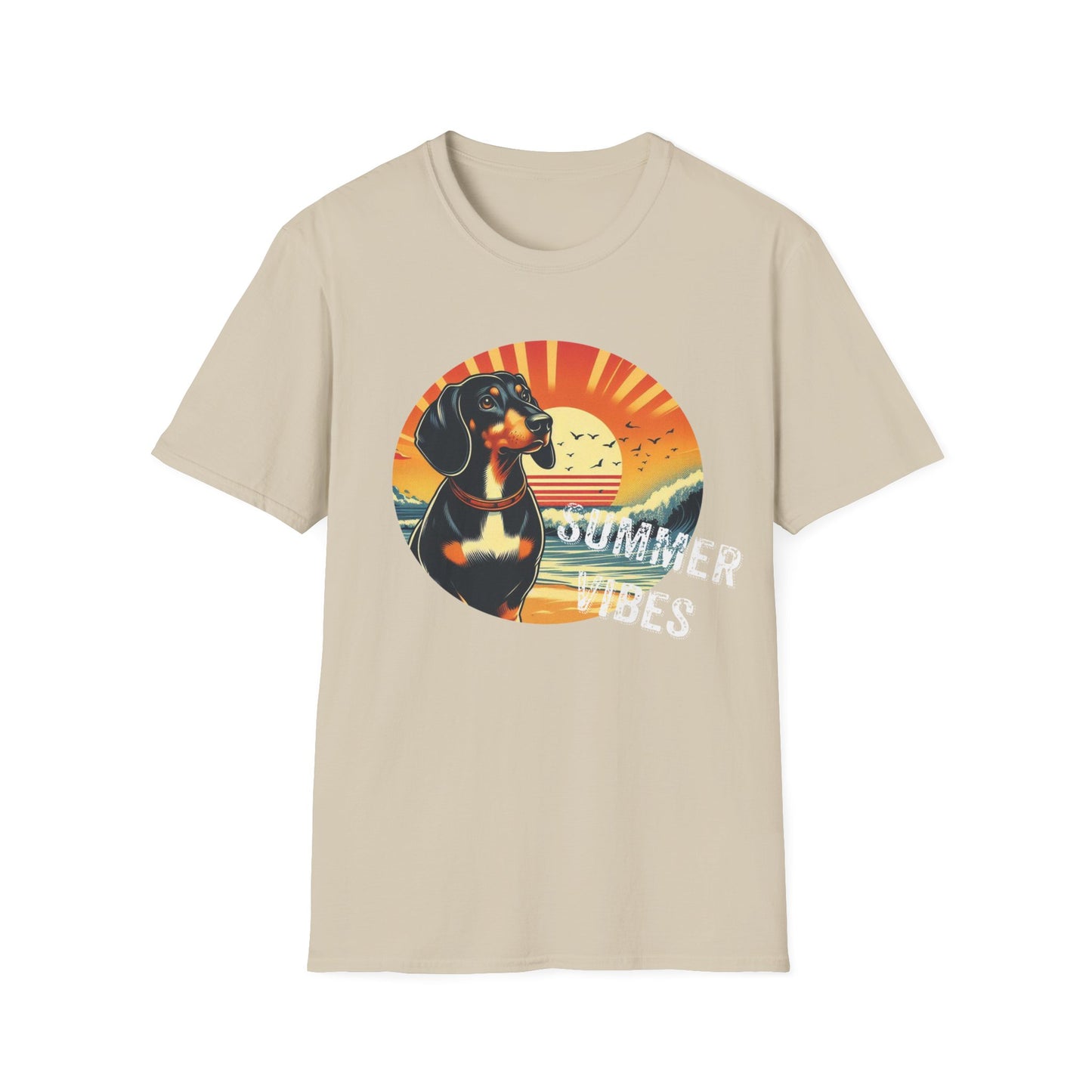 Dachshund Summer Vibes Beach Tee Shirt