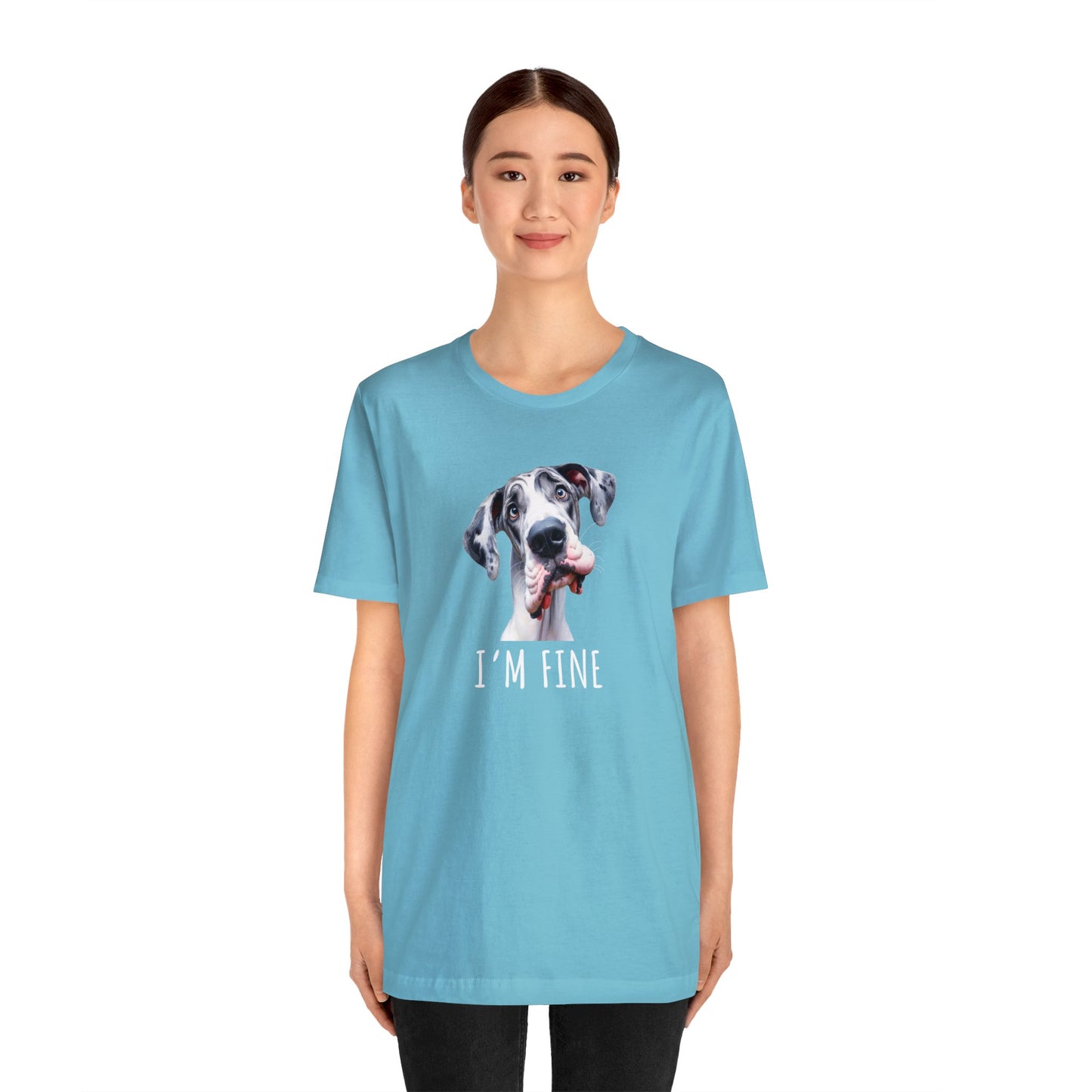 Harlequin Great Dane" I'm Fine" Sarcastic Tee