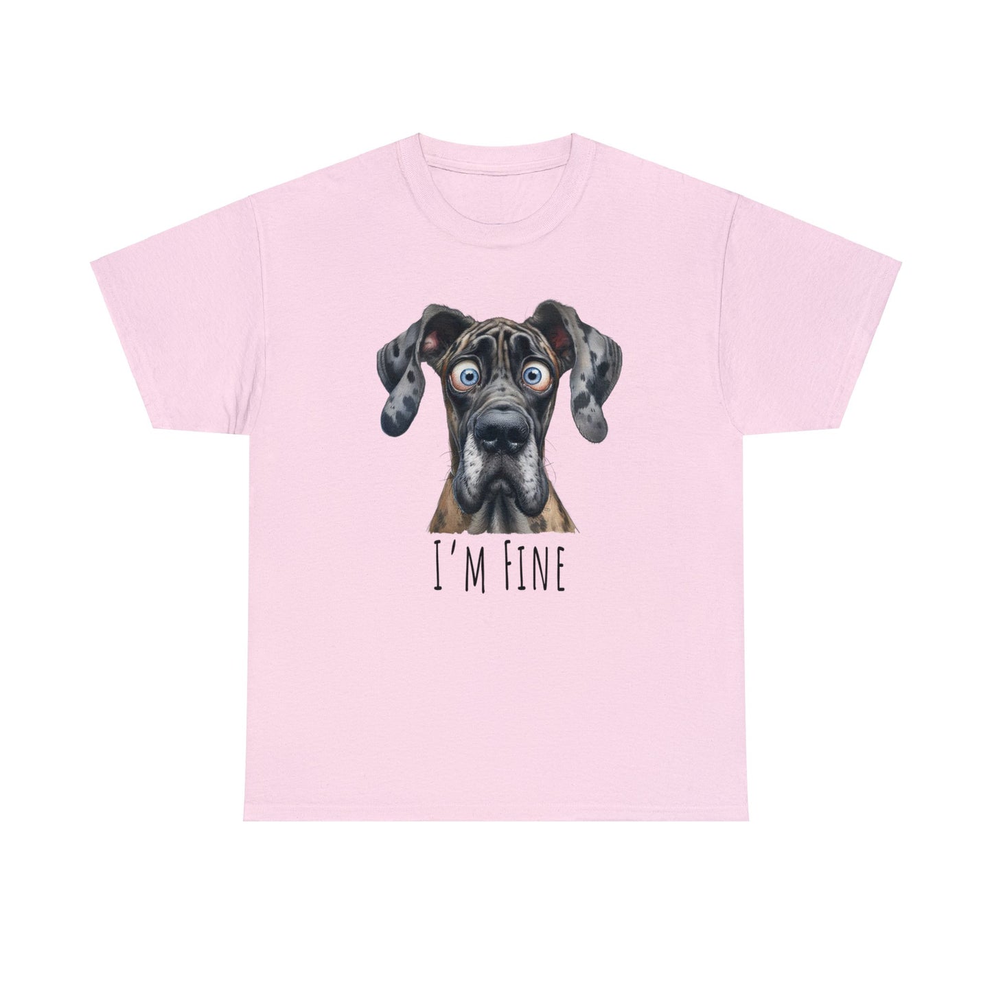 I'm Fine Funny Great Dane Unisex Heavy Cotton Tee, I'm Fine Shirt, Great Dane Shirt, Motivational Shirt, Introvert Shirt, Mental Shirt