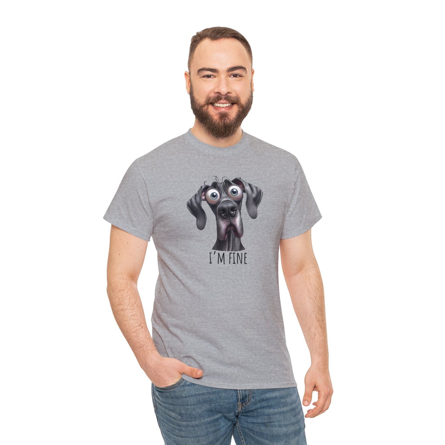 I'm Fine Great Dane Unisex Heavy Cotton Tee - Four More Paws