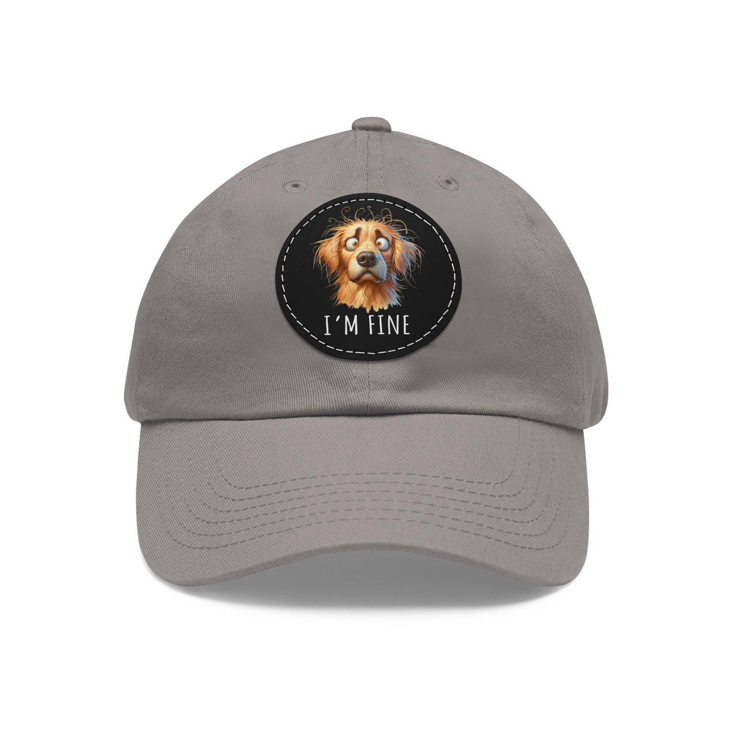 I'm Fine Funny Golden Retriever Hat with Leather Patch