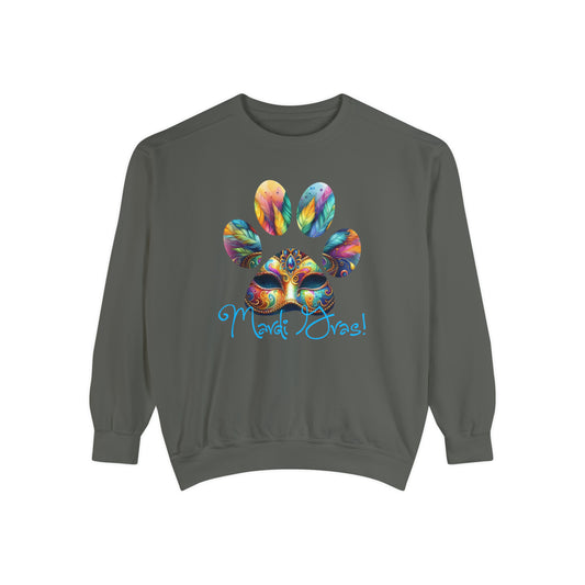 Mardi Gras Paw Print Unisex Garment-Dyed Sweatshirt