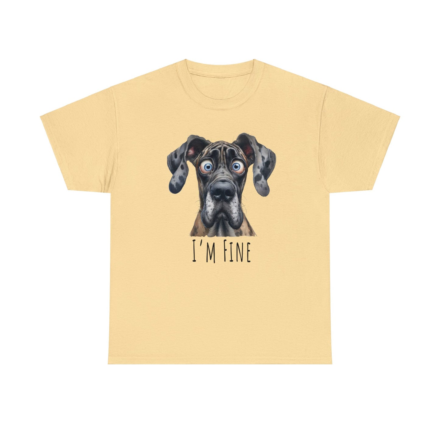 I'm Fine Funny Great Dane Unisex Heavy Cotton Tee, I'm Fine Shirt, Great Dane Shirt, Motivational Shirt, Introvert Shirt, Mental Shirt