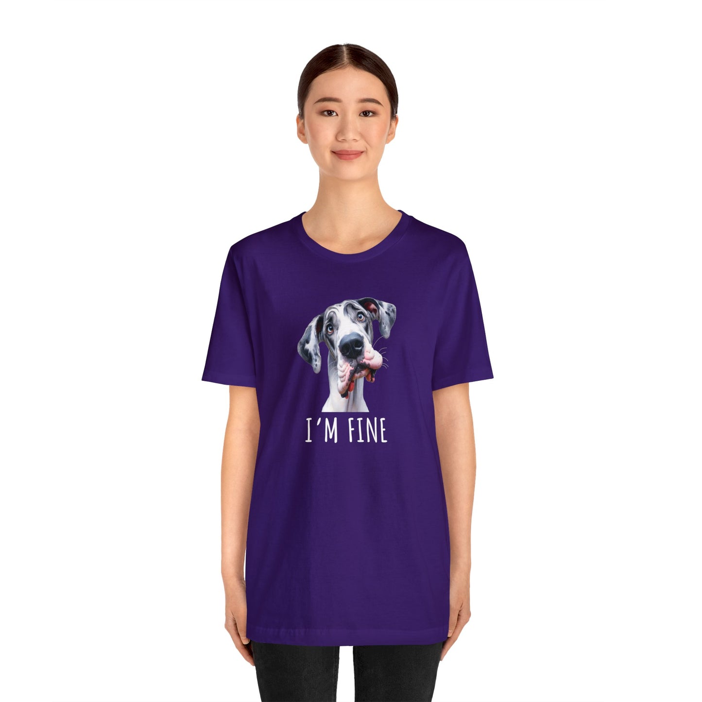 Harlequin Great Dane" I'm Fine" Sarcastic Tee