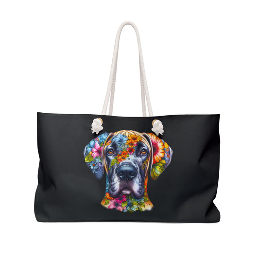 Floral Great Dane Bright Color Abstract Weekender Bag