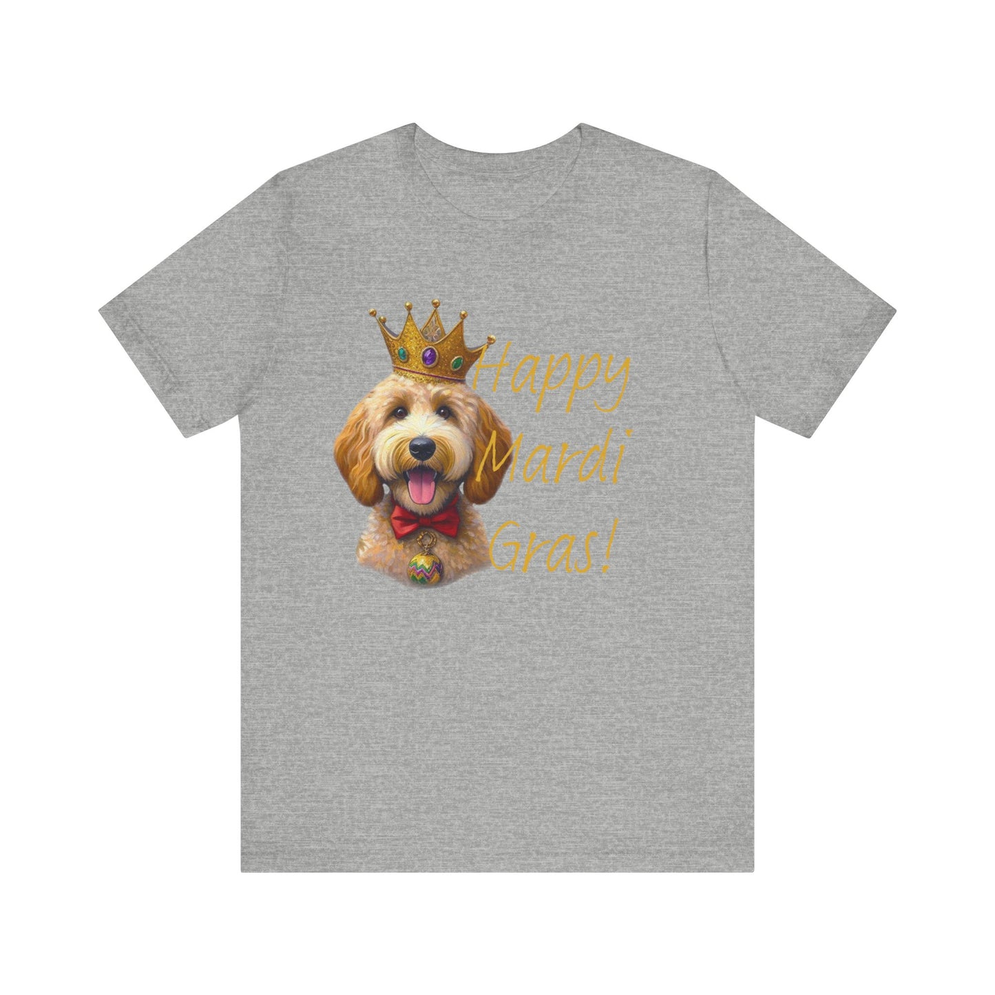 Golden Doodle Happy Mardi Gras Tee Shirt, Dog mom Mardi Gras tee, New Orleans Mardi Gras Parade Shirt, Mardi Gras Lover, NOLA Tee Shirt