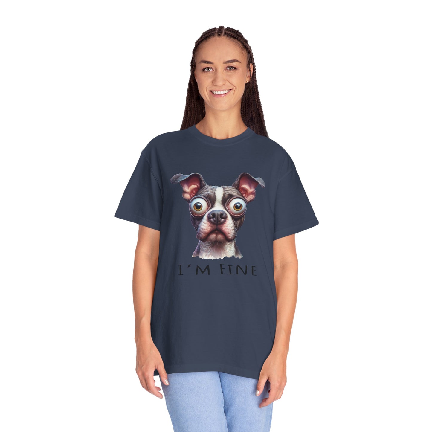 I'm Fine Funny Pit Bull Terrier Tee , American Bully Shirt , Unisex Pittie Garment Dyed Tee Shirt