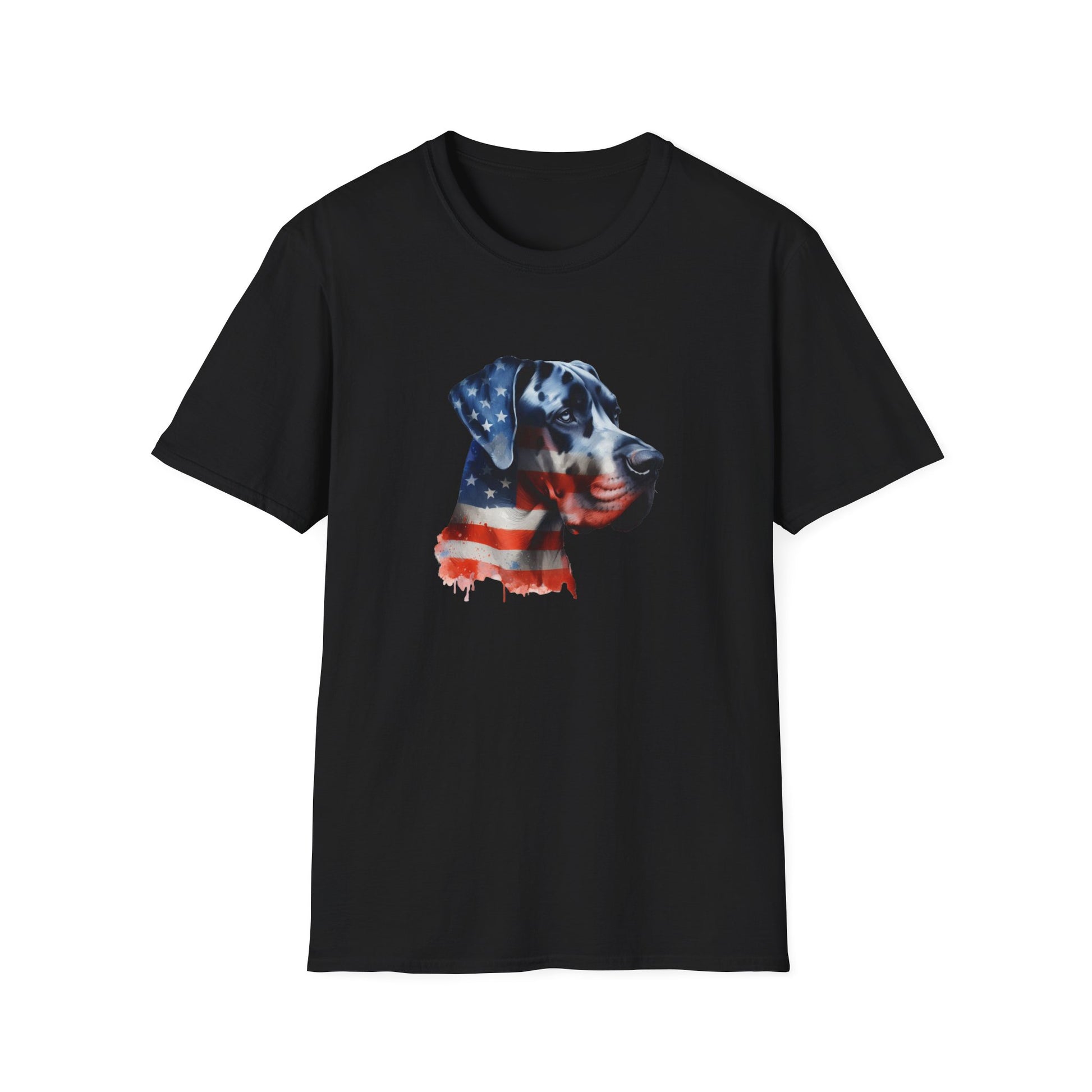 Patriotic Great Dane Unisex Softstyle T-Shirt - Four More Paws