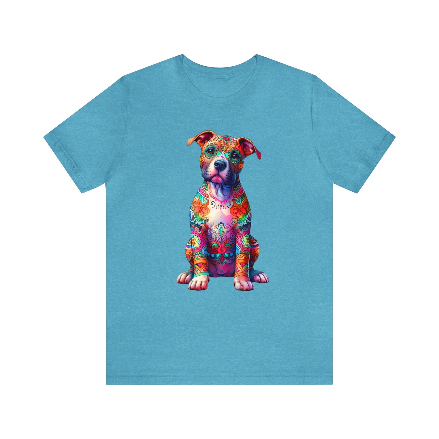 Vibrant Neon Floral Pitbull unisex Jersey Tee ,Dog Lover Shirt, Rescue Dog Shirt, Pitbull Lover, Dog Mom Shirt, Dog Mom Gift, Pittie Mom