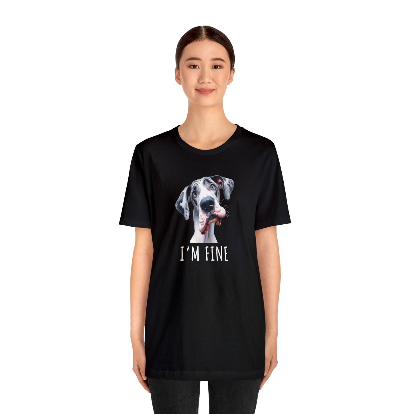 Harlequin Great Dane" I'm Fine" Sarcastic Tee