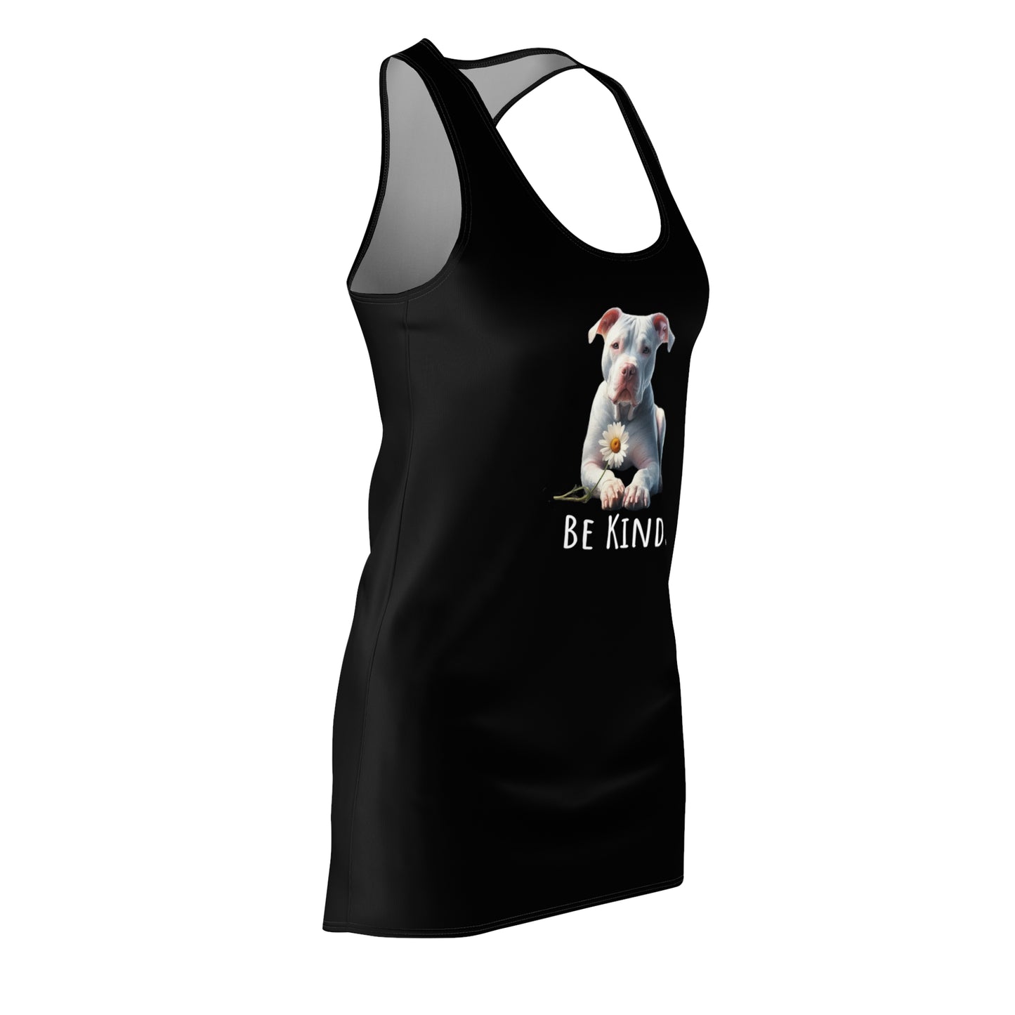 Be Kind Dog Mom Women's Cut & Sew Racerback Dress, White Pit Bull, Pittie Mom, Dog Advocate, Gifts for Dog Lover, Animal Rescue