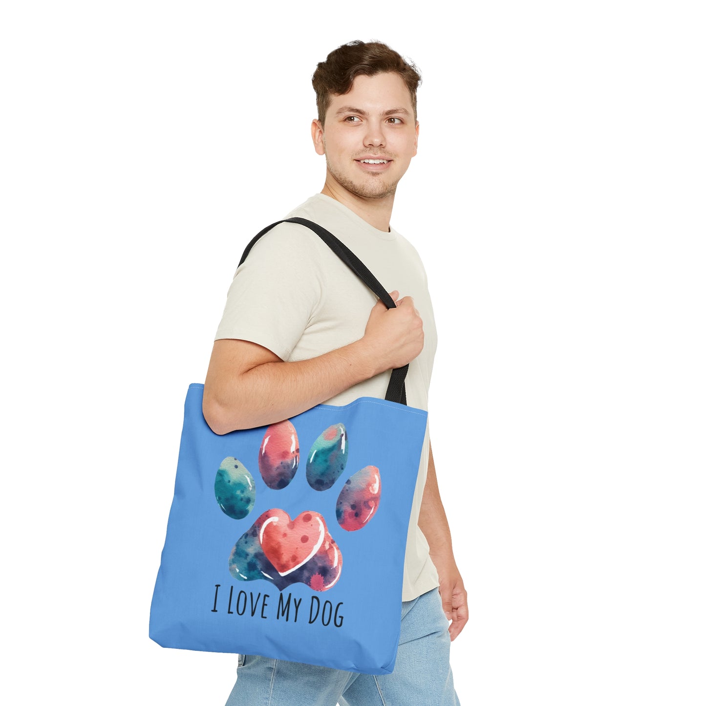 I love My Dog Floral Tote Bag for Dog Mom