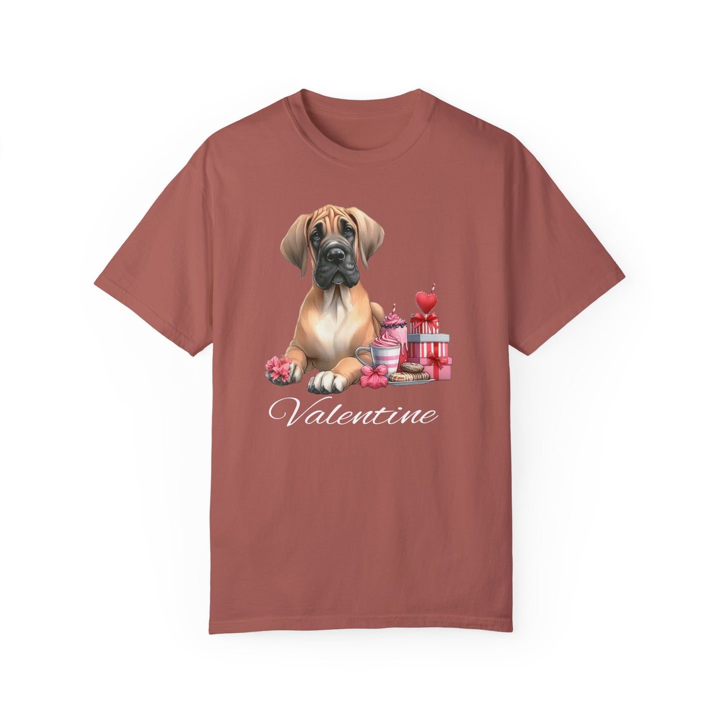 Fawn Great Dane Valentine Tee Shirt, Love Dog Shirt,Valentine Dog Tee ,Valentine Garment Dyed Dog Shirts, Great Dane Lovers, Dog Mom