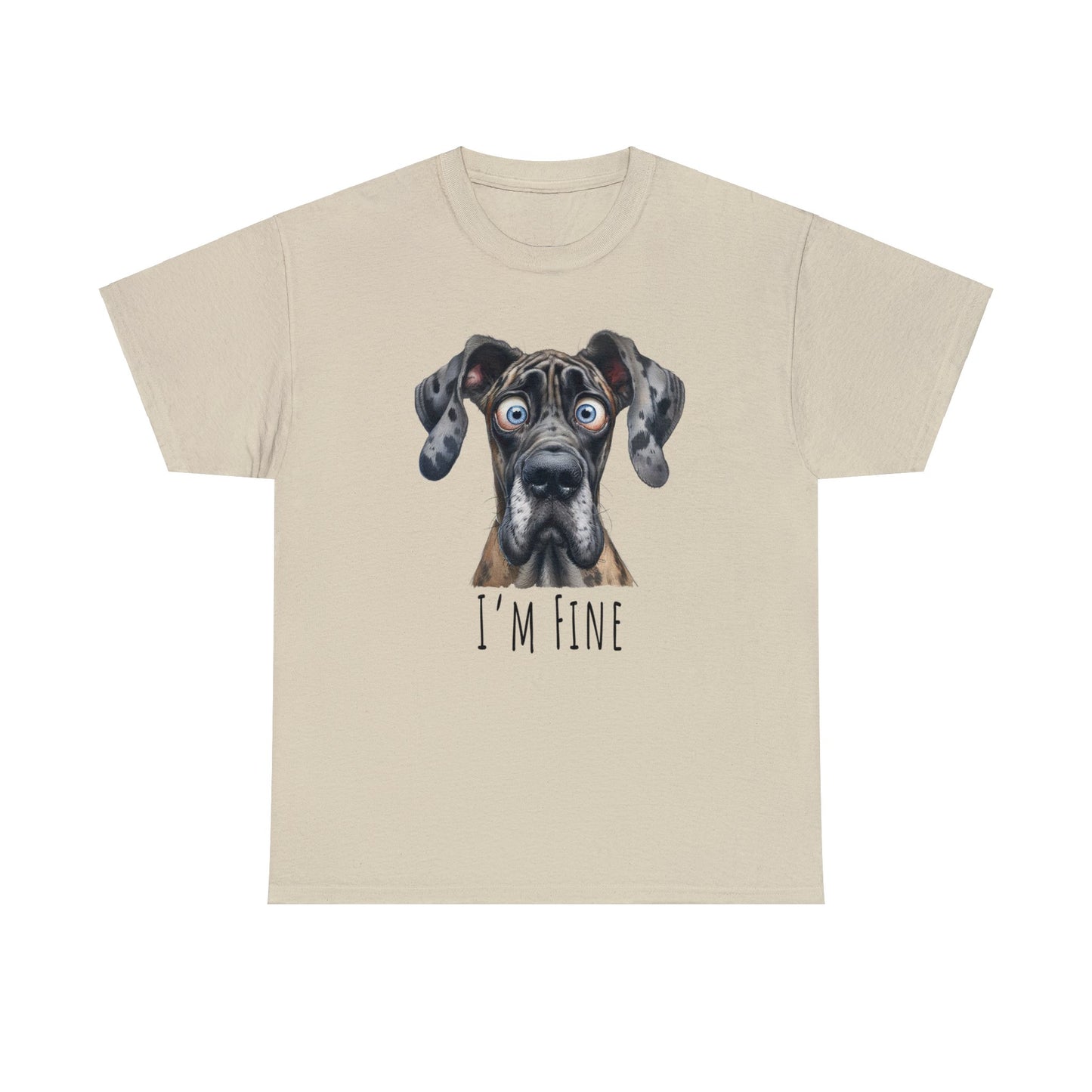 I'm Fine Funny Great Dane Unisex Heavy Cotton Tee, I'm Fine Shirt, Great Dane Shirt, Motivational Shirt, Introvert Shirt, Mental Shirt