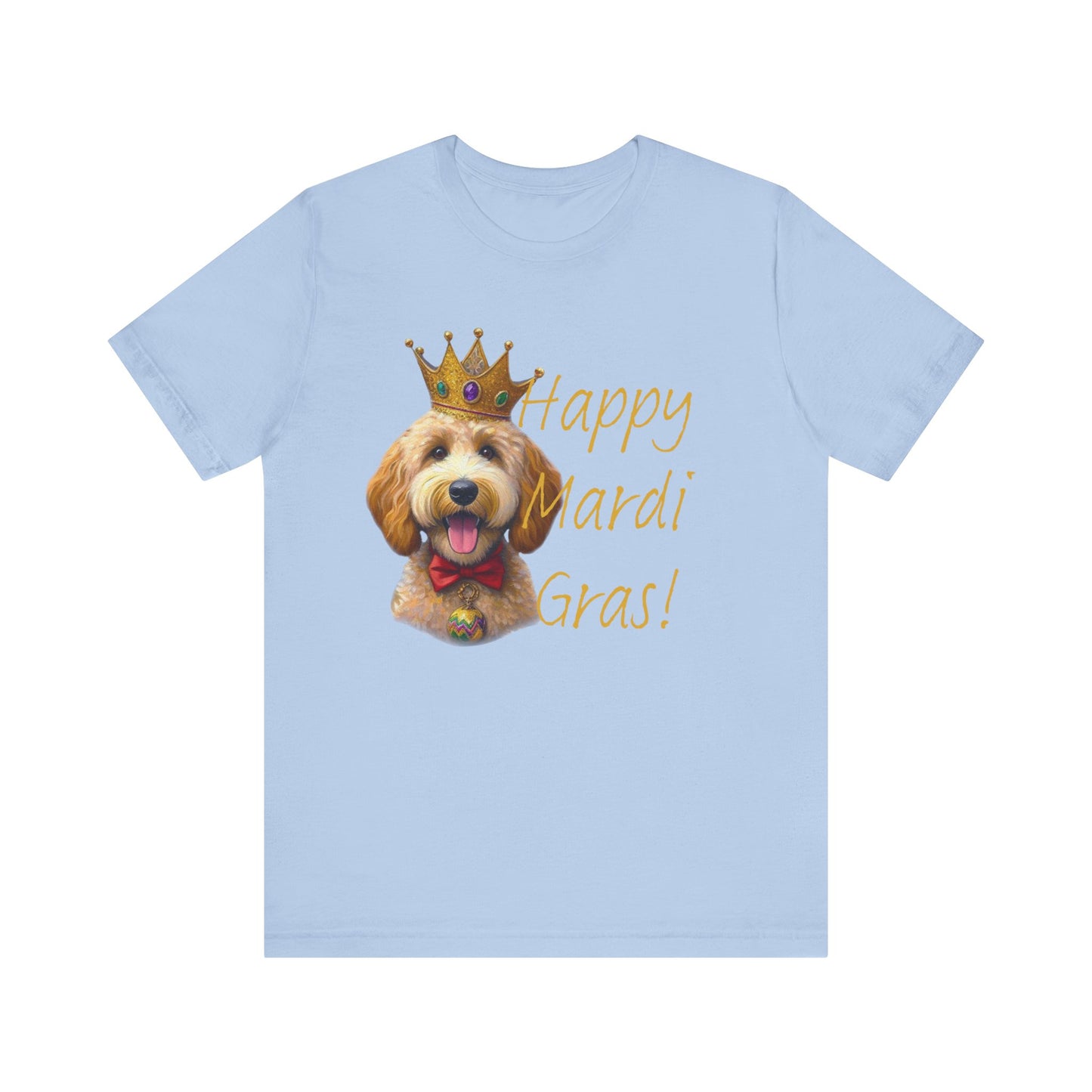 Golden Doodle Happy Mardi Gras Tee Shirt, Dog mom Mardi Gras tee, New Orleans Mardi Gras Parade Shirt, Mardi Gras Lover, NOLA Tee Shirt