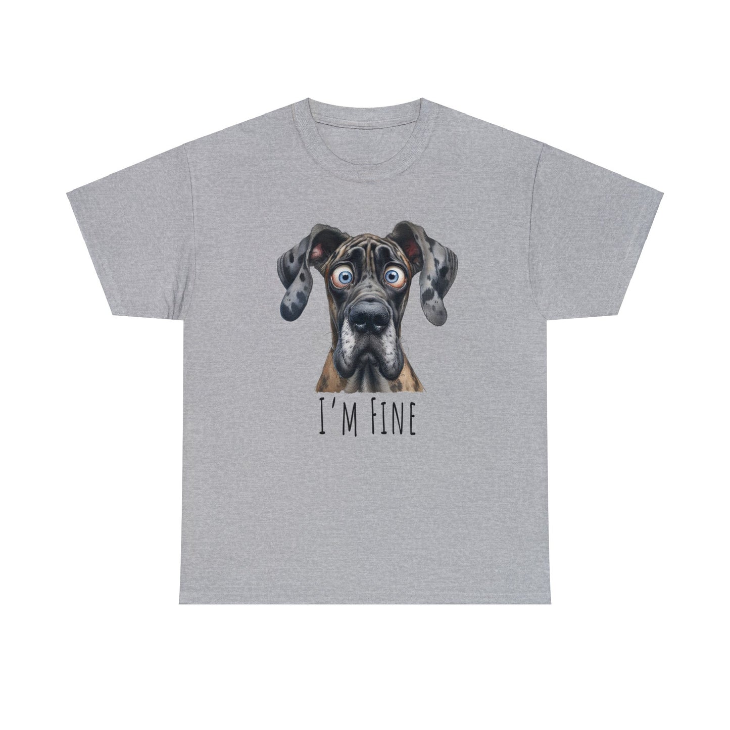 I'm Fine Funny Great Dane Unisex Heavy Cotton Tee, I'm Fine Shirt, Great Dane Shirt, Motivational Shirt, Introvert Shirt, Mental Shirt