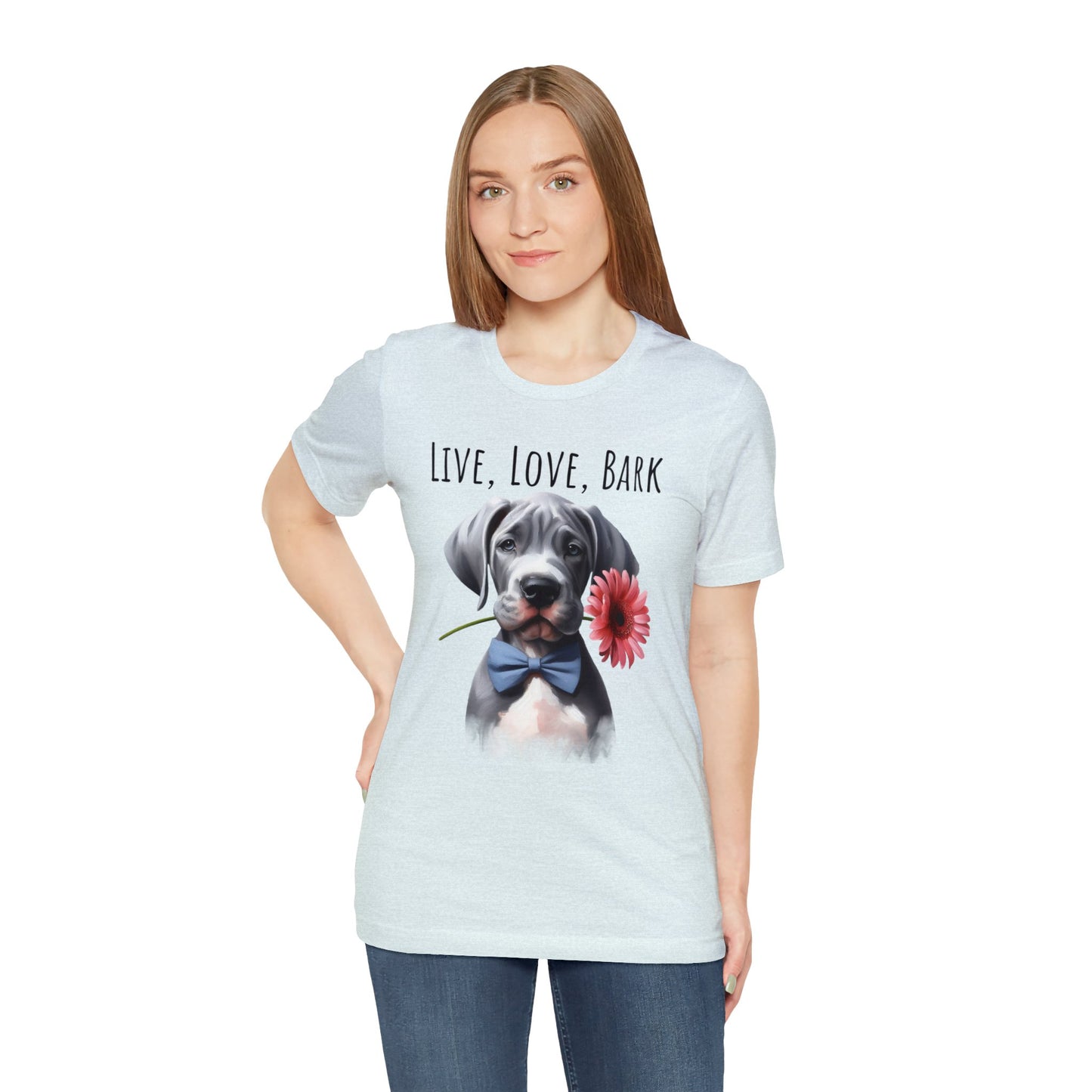 Live Love Bark Great Dane Puppy Unisex Jersey Short Sleeve Tee