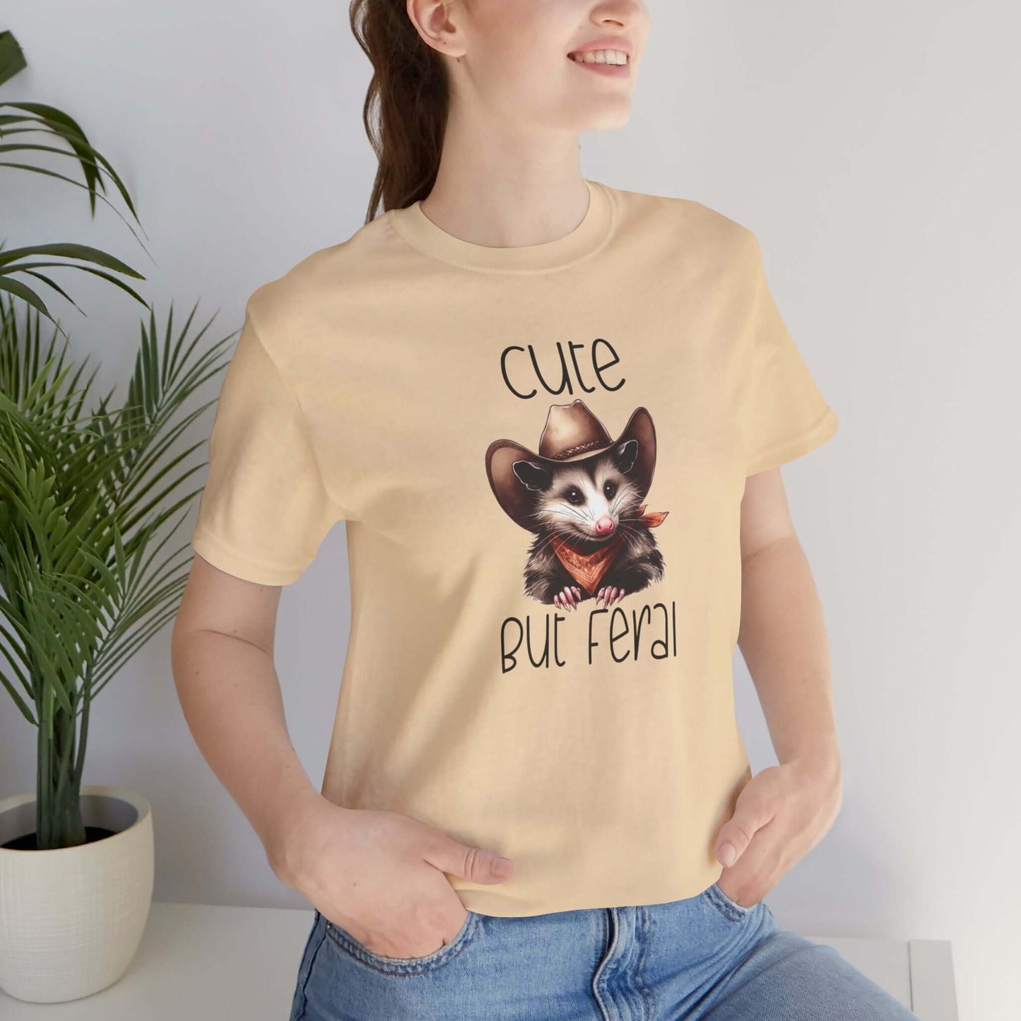 Cute But Feral Funny Opossum Tee