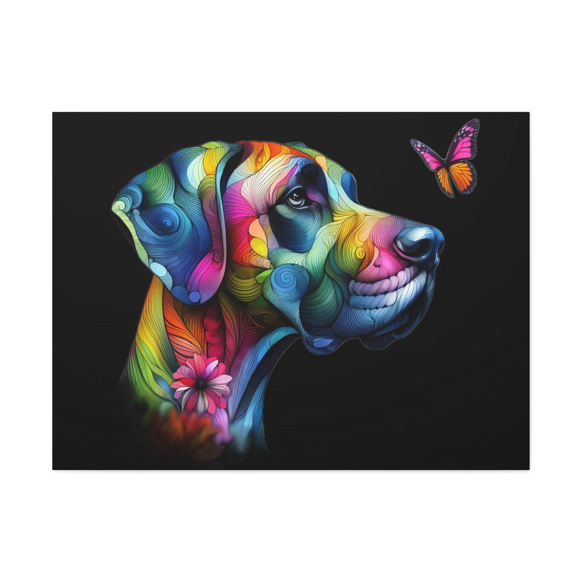 Neon Floral Abstract Great Dane Canvas Gallery Wraps - Four More Paws