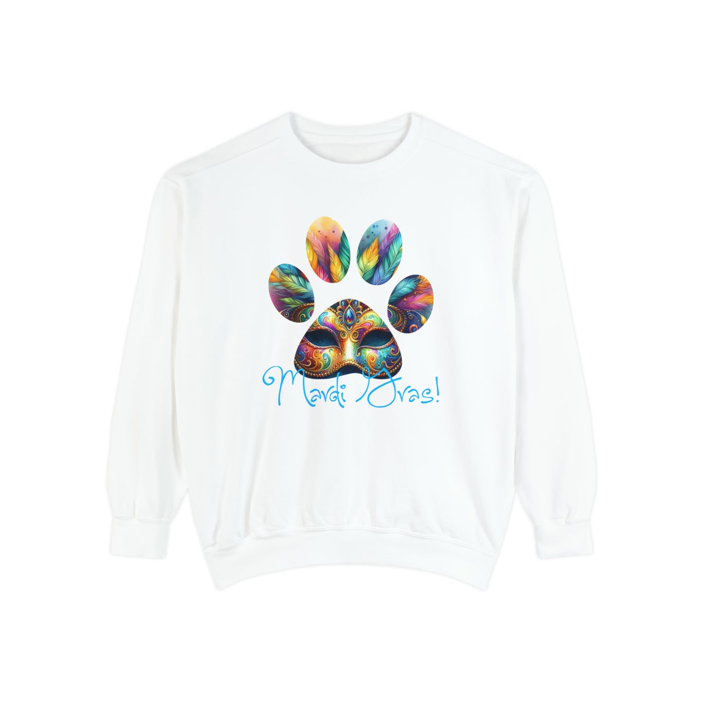 Mardi Gras Paw Print Unisex Garment-Dyed Sweatshirt