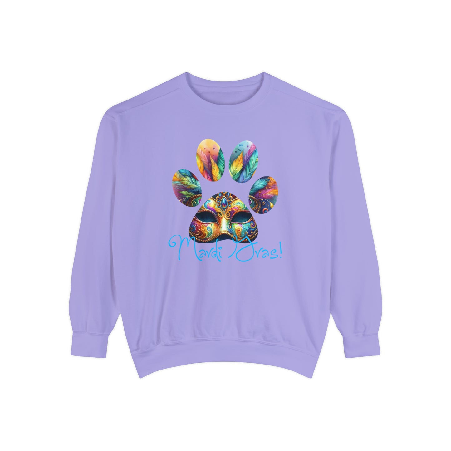 Mardi Gras Paw Print Unisex Garment-Dyed Sweatshirt