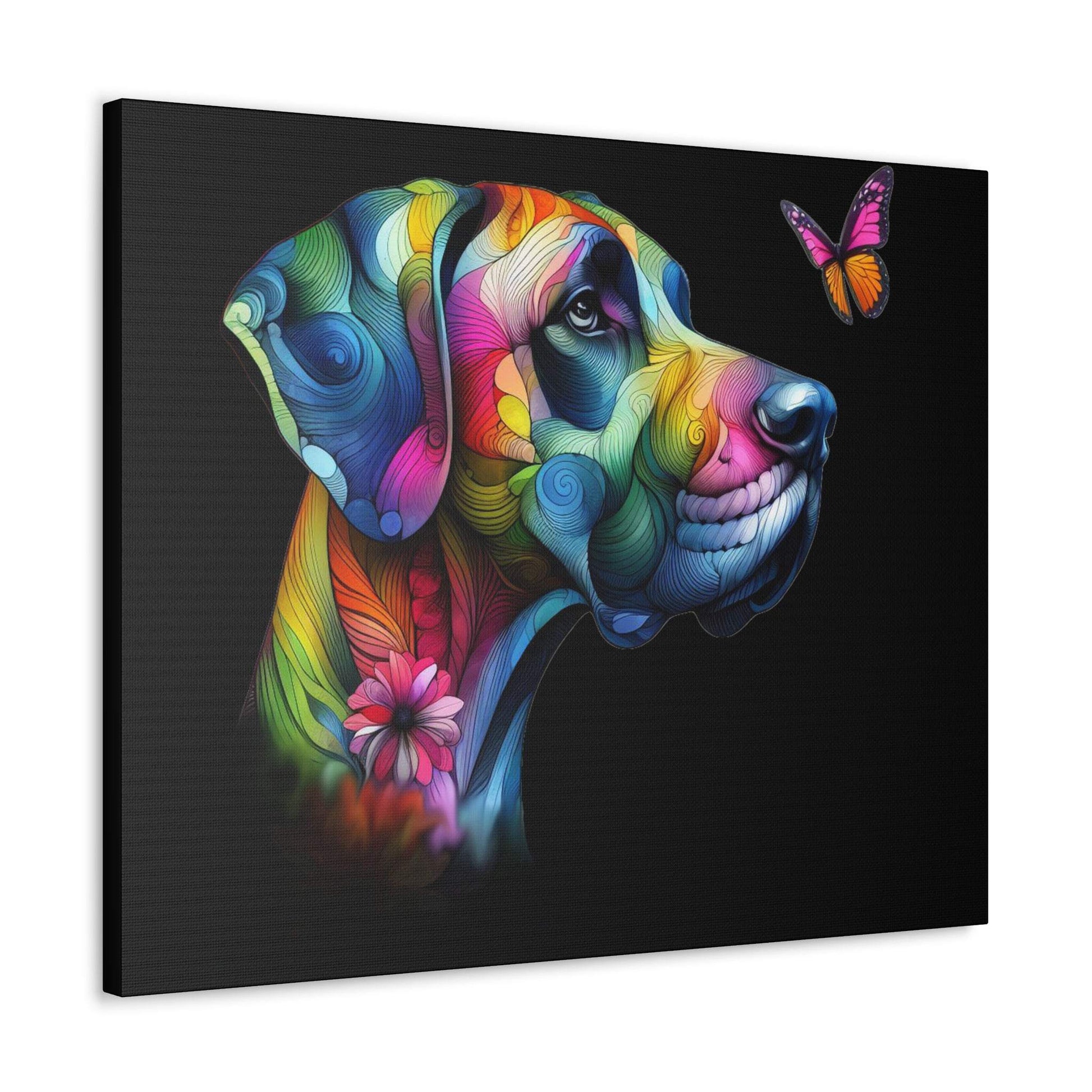 Neon Floral Abstract Great Dane Canvas Gallery Wraps - Four More Paws